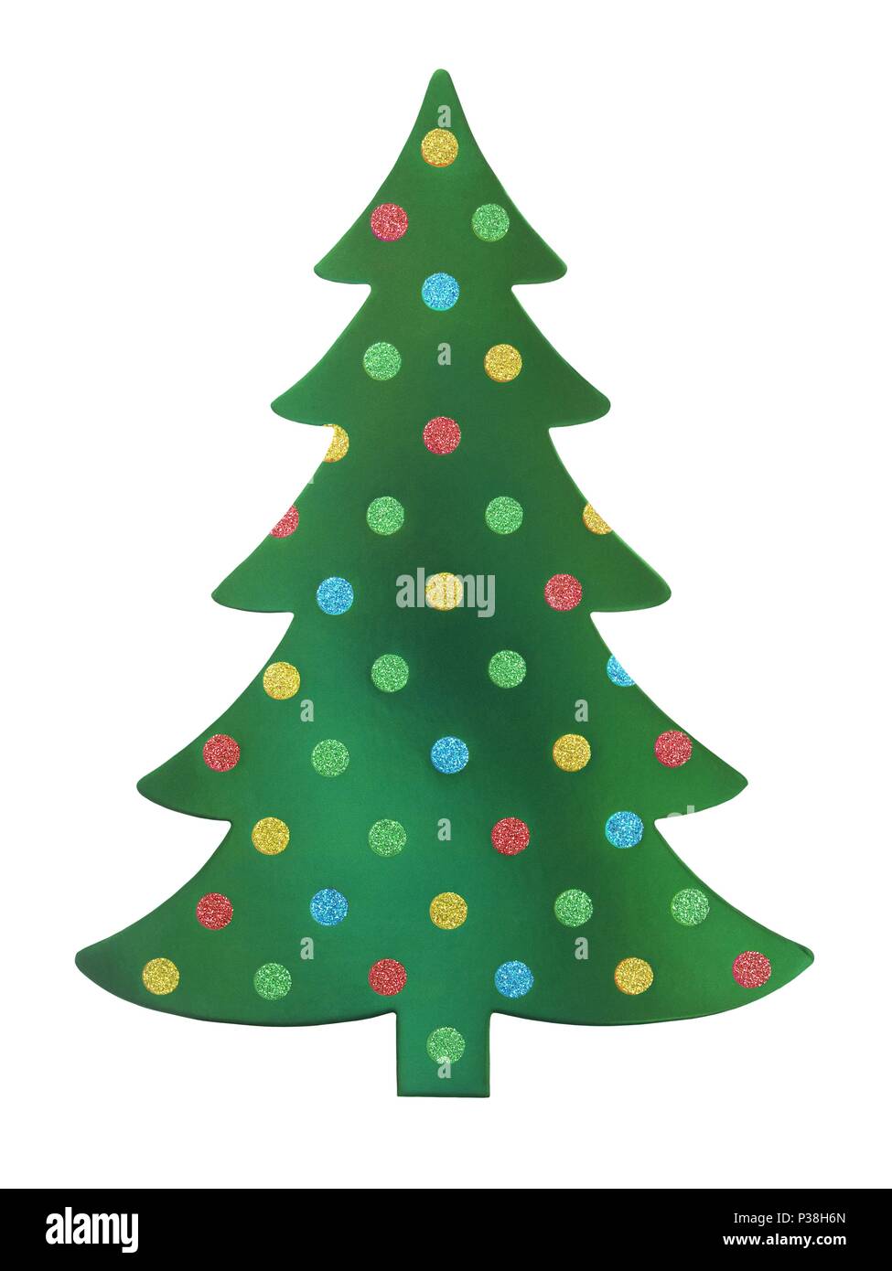 Green Christmas tree isolated on white background Stock Photo