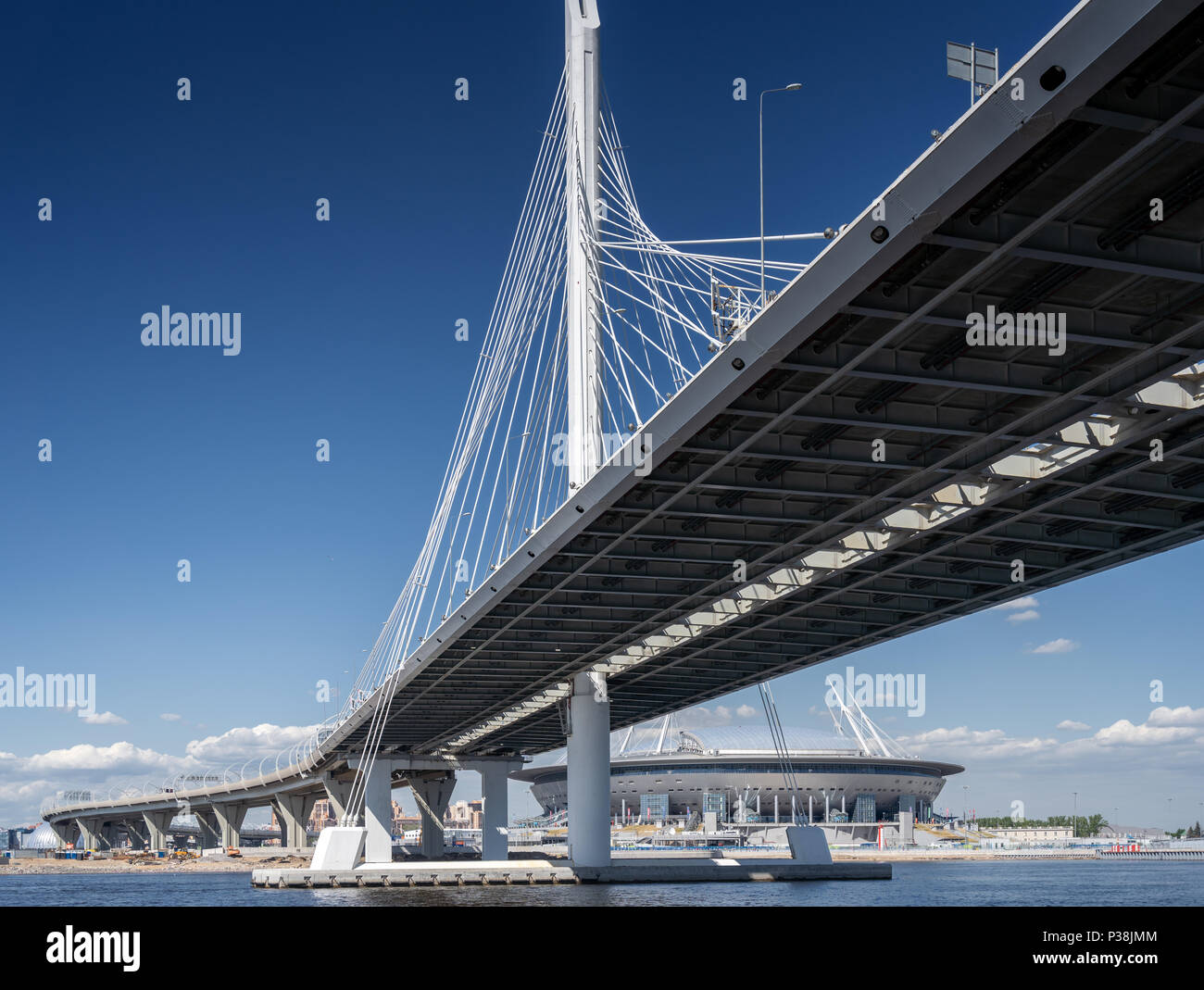 Russia, Saint-Petersburg, 14 June 2018:  sea view of the stadium Zenit Arena,  the FIFA World Cup in 2018, Saint Petersburg, Russia Stock Photo