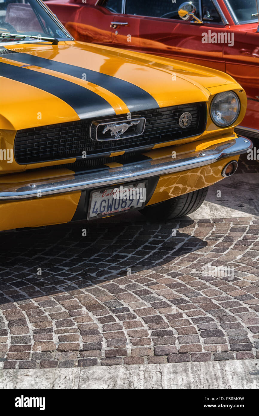 Fano lido , ITALY - june 10 - 2018 : vintage mustang old car in historical  exposure in fano lido summer 2018 Stock Photo - Alamy