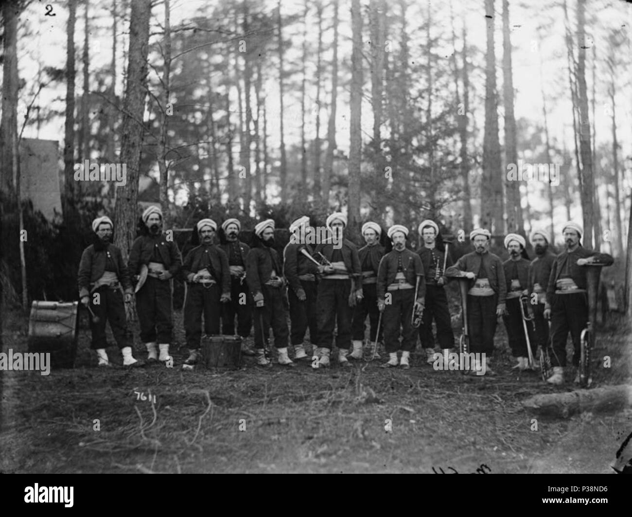 . [Brandy Station, Va. Band of the 114th Pennsylvania Infantry (Zouaves)]. April 1864 1 Band of the 114th Pennsylvania Infantry Stock Photo