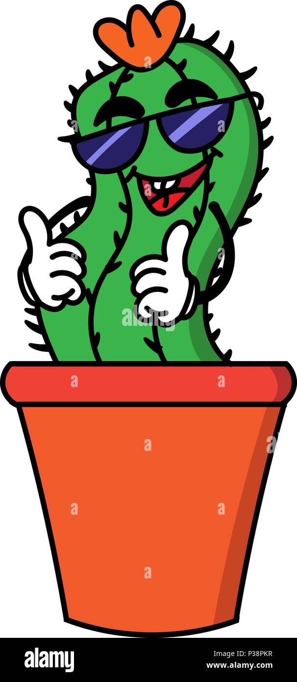 Colorful Cartoon Party Cactus Character Vector Illustration Stock Vector