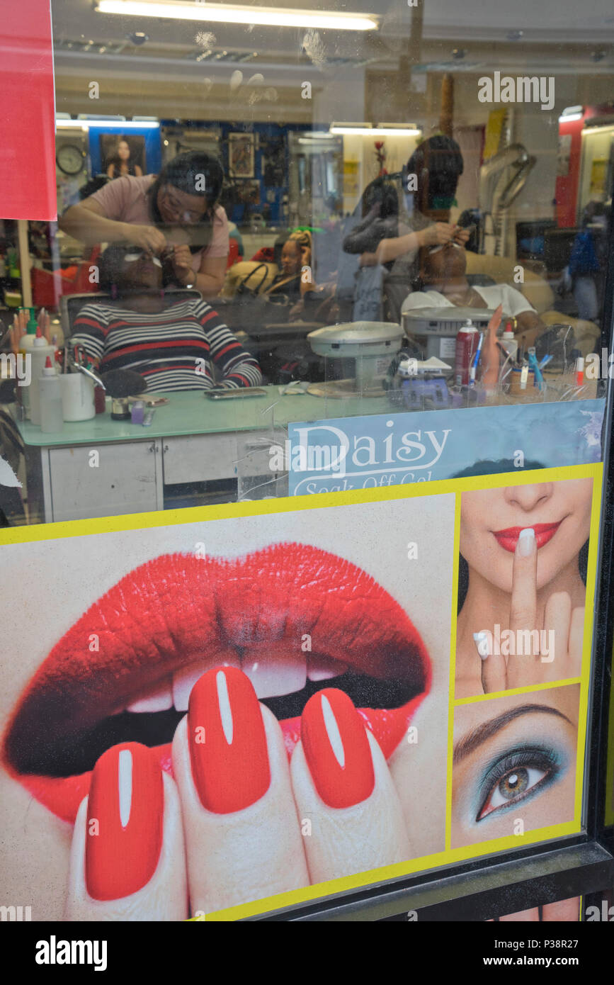Nail beauty salon and shop in Peckham,London,England,UK Stock Photo Alamy