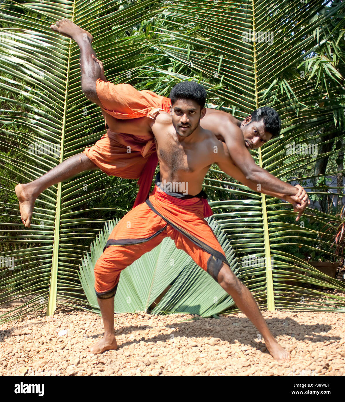 Kalarippayat, indian ancient martial art of Kerala, India Stock Photo