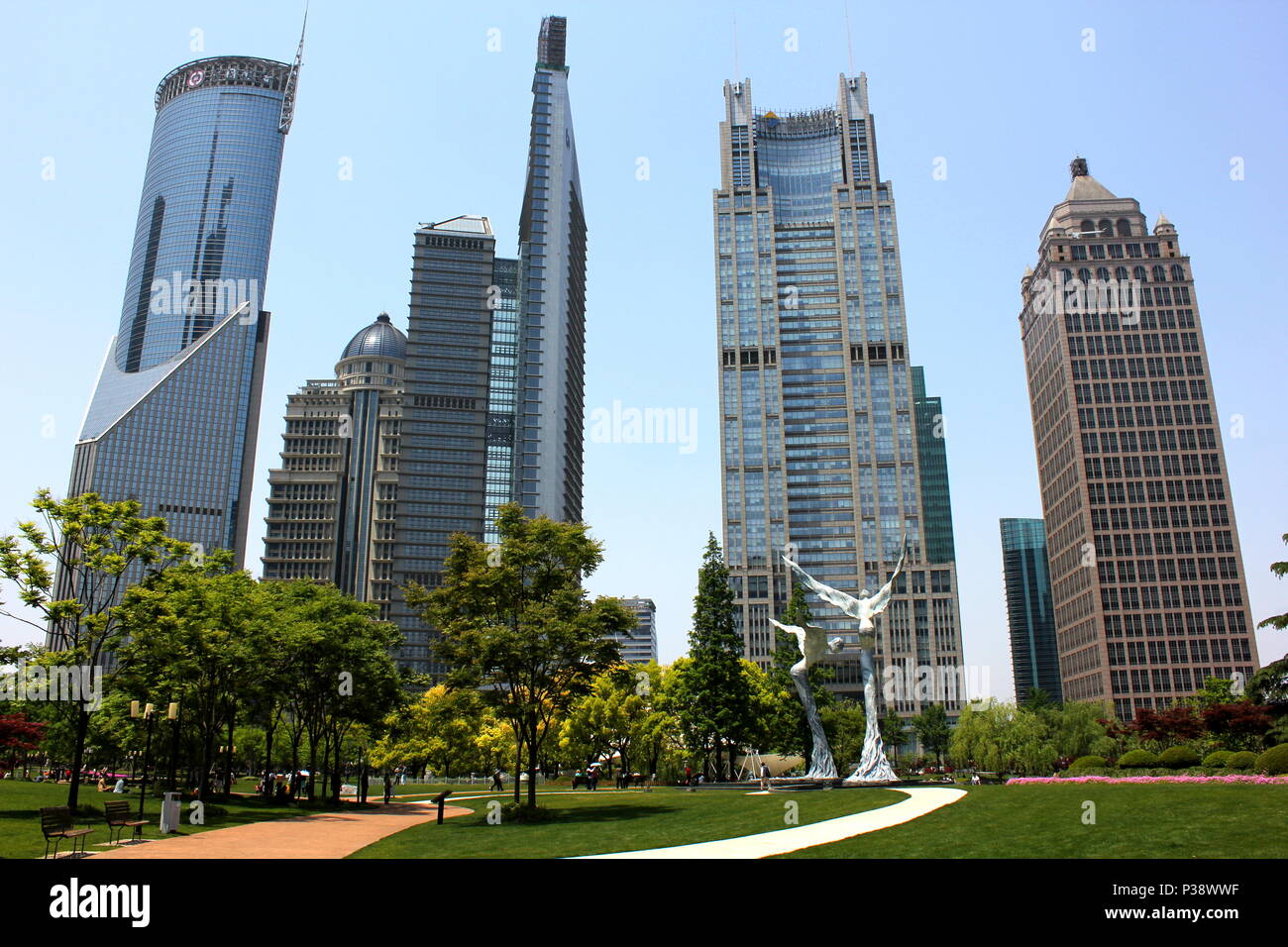 Skyscrapers/high rise building / apartments in Lujiazui, Shanghai, China Stock Photo