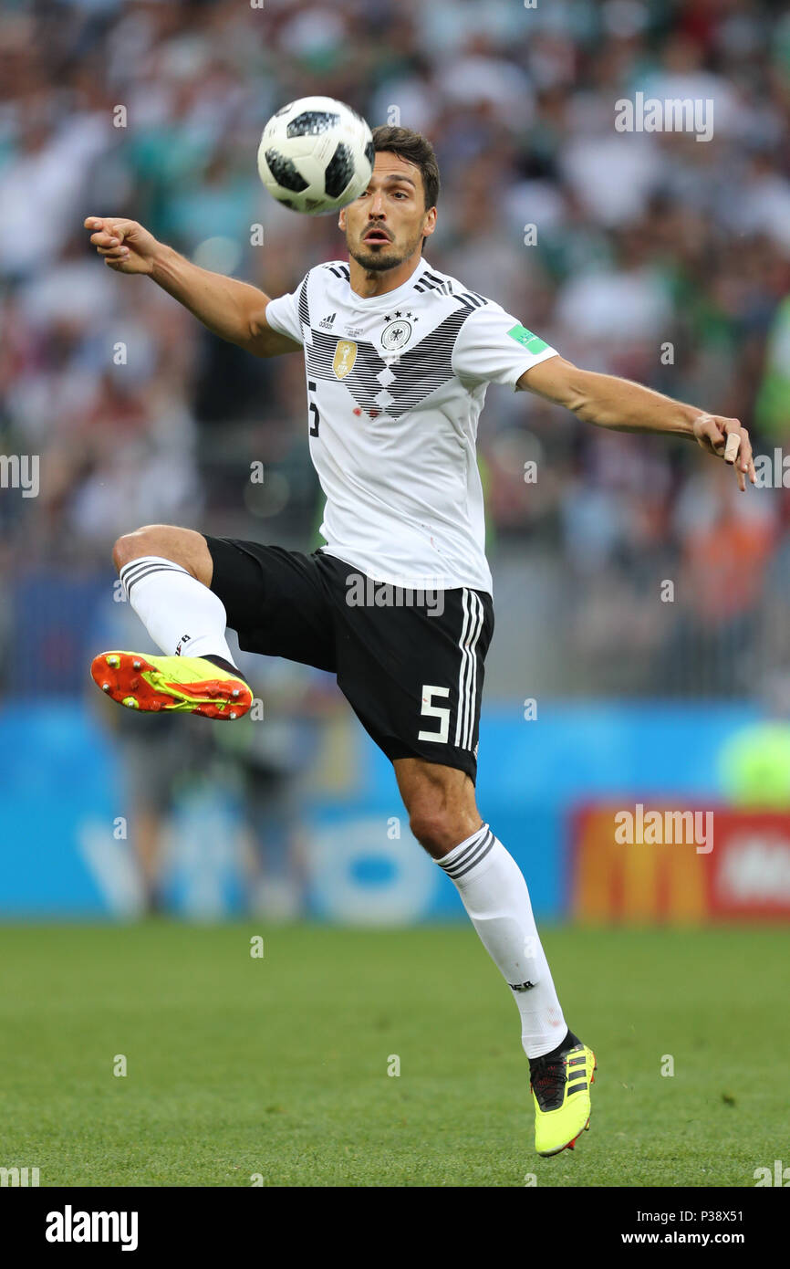 Moscow, Russia, 17 June 2018. Mats Hummels GERMANY GERMANY V MEXICO, 2018  FIFA WORLD CUP RUSSIA 17 June 2018 GBC8227 Germany v Mexico 2018 FIFA World  Cup Russia STRICTLY EDITORIAL USE ONLY.