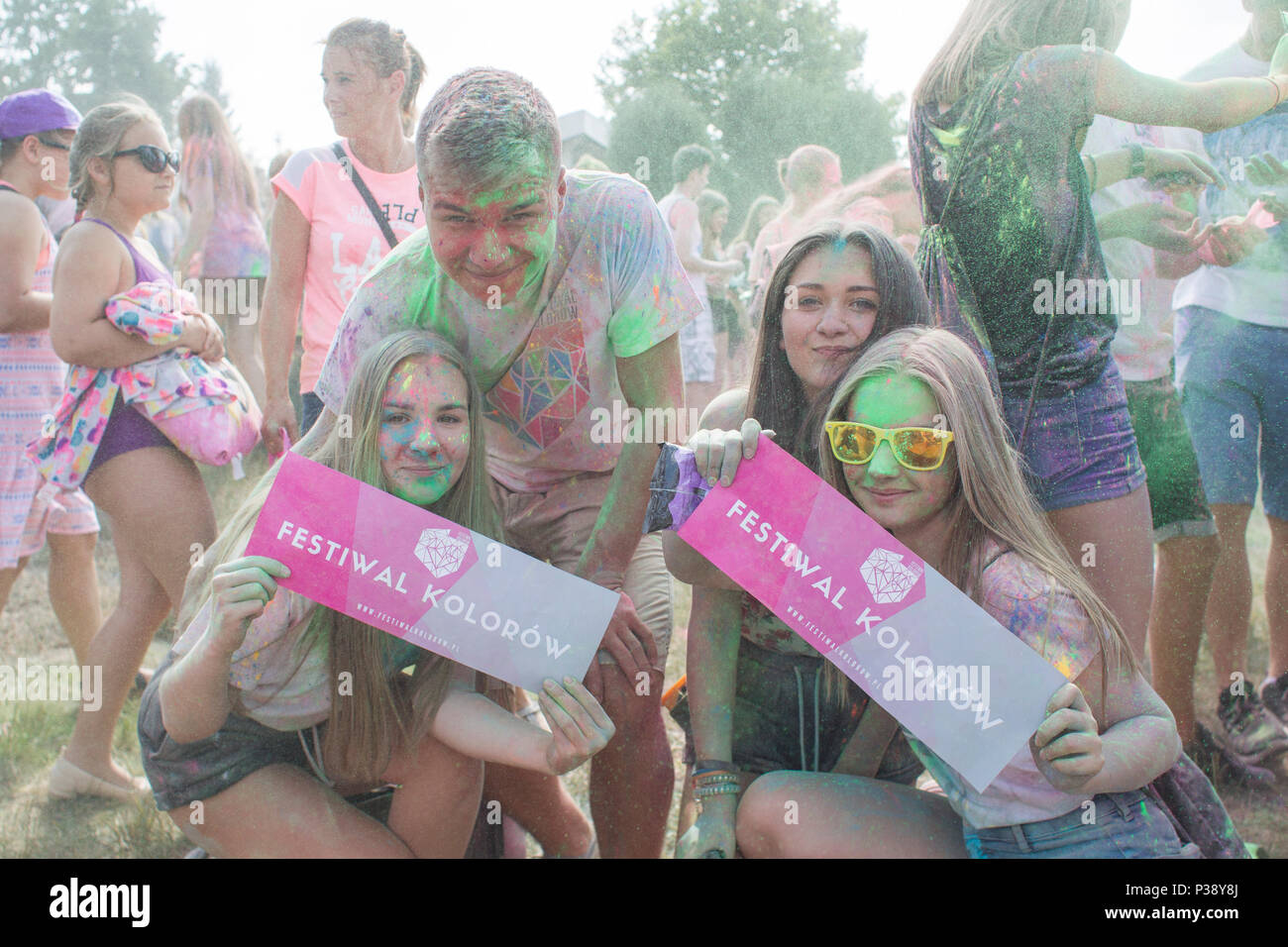 Poznan, Poland. 17th June 2018. Holi - Festival of Colors has spread in recent years in parts of Europe and North America as a celebration of love and colors of spring. Credit: Slawomir Kowalewski / Alamy Live News Stock Photo