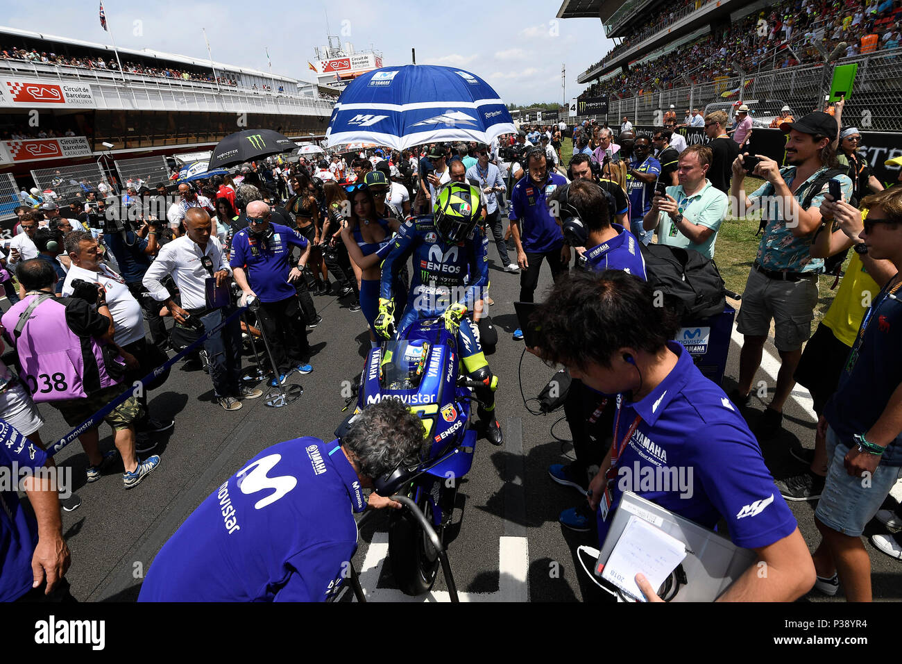 Montmelo, Spain. 17th June, 2018. Valentino Rossi (46) of Italy and  Movistar Yamaha MotoGP during the race day of the Gran Premi Monster Energy de Catalunya, Circuit of Catalunya, Montmelo, Spain. 17th June of 2018. Credit: CORDON PRESS/Alamy Live News Stock Photo
