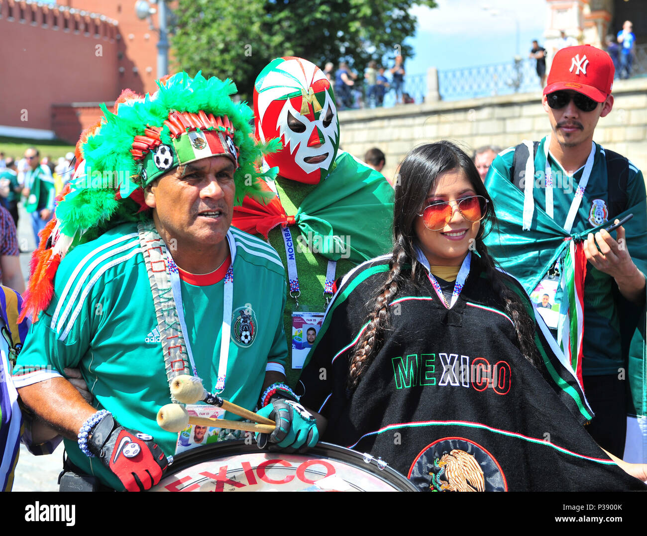 Moscow, Russia. 17th June, 2018. Fan of Mexico national football team in the street of Moscow, Russia on June 17, 2018. Credit: Krasnevsky/Alamy Live News Stock Photo