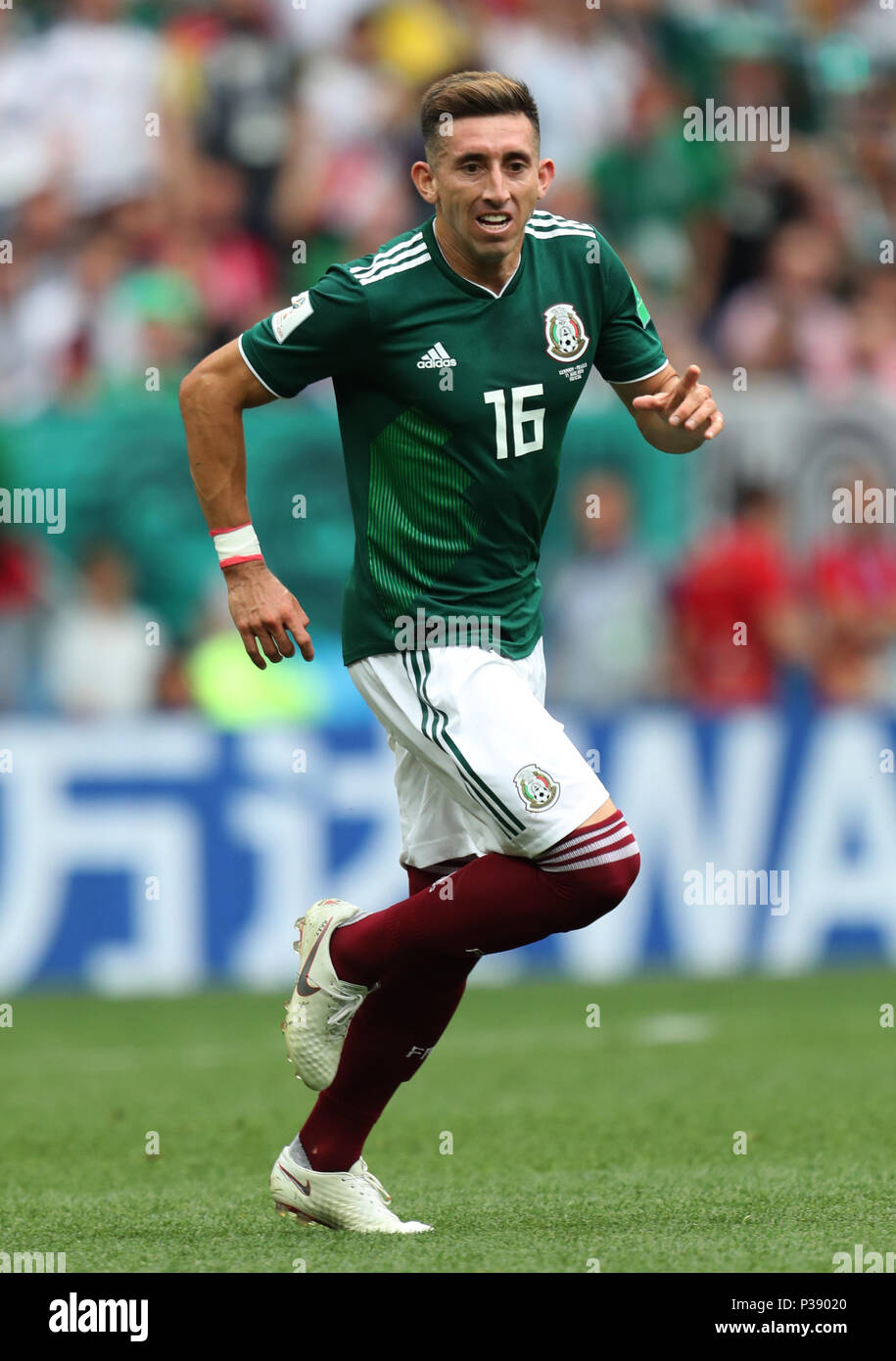 Hector Herrera MEXICO GERMANY V MEXICO, 2018 FIFA WORLD CUP RUSSIA 17 June 2018 GBC8258 Germany v Mexico 2018 FIFA World Cup Russia STRICTLY EDITORIAL USE ONLY. If The Player/Players Depicted In This Image Is/Are Playing For An English Club Or The England National Team. Then This Image May Only Be Used For Editorial Purposes. No Commercial Use. The Following Usages Are Also Restricted EVEN IF IN AN EDITORIAL CONTEXT: Use in conjuction with, or part of, any unauthorized audio, video, data, fixture lists, club/league logos, Betting, Games or any 'live' services. Also Restri Stock Photo