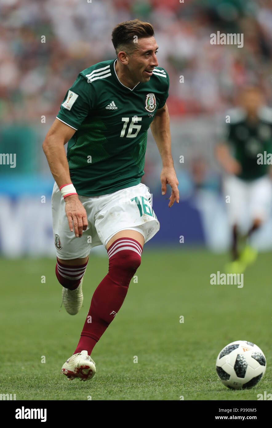 Hector Herrera MEXICO GERMANY V MEXICO, 2018 FIFA WORLD CUP RUSSIA 17 June 2018 GBC8286 Germany v Mexico 2018 FIFA World Cup Russia STRICTLY EDITORIAL USE ONLY. If The Player/Players Depicted In This Image Is/Are Playing For An English Club Or The England National Team. Then This Image May Only Be Used For Editorial Purposes. No Commercial Use. The Following Usages Are Also Restricted EVEN IF IN AN EDITORIAL CONTEXT: Use in conjuction with, or part of, any unauthorized audio, video, data, fixture lists, club/league logos, Betting, Games or any 'live' services. Also Restri Stock Photo