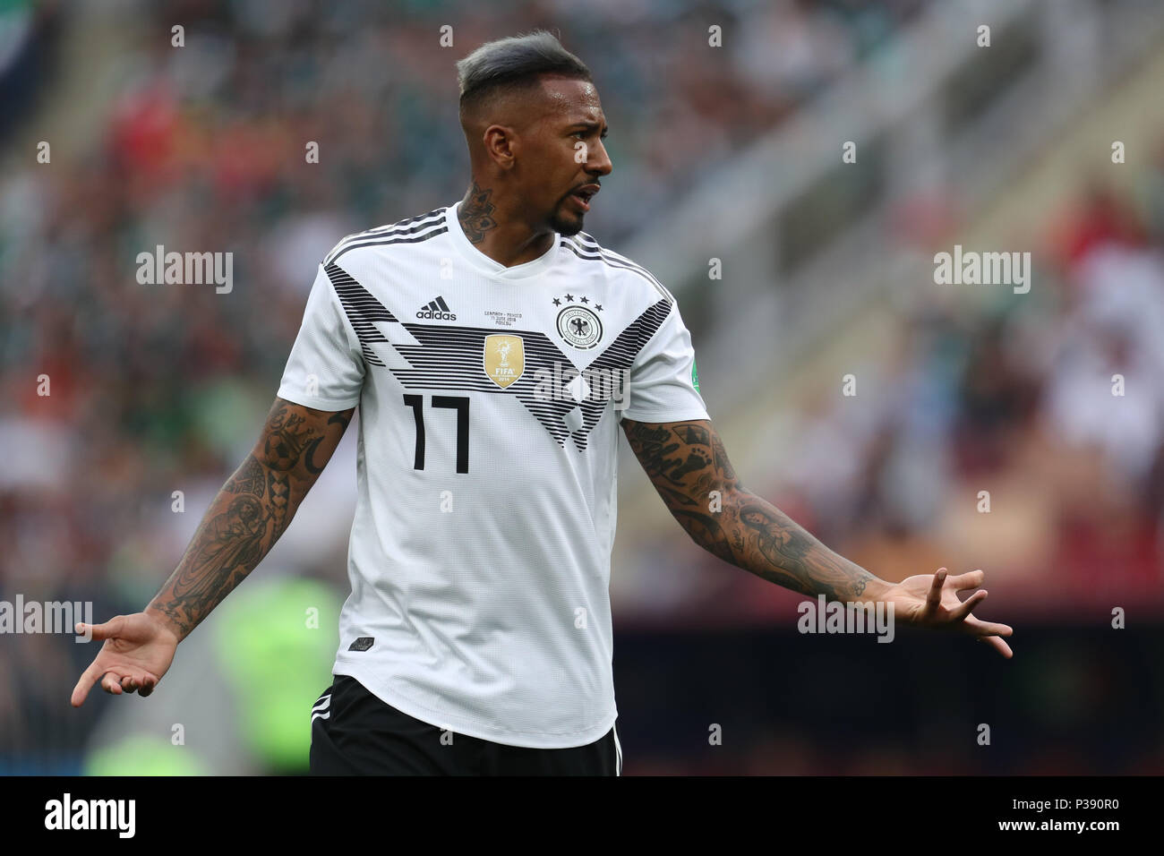 Jerome Boateng GERMANY GERMANY V MEXICO, 2018 FIFA WORLD CUP RUSSIA 17 June 2018 GBC8300 Germany v Mexico 2018 FIFA World Cup Russia STRICTLY EDITORIAL USE ONLY. If The Player/Players Depicted In This Image Is/Are Playing For An English Club Or The England National Team. Then This Image May Only Be Used For Editorial Purposes. No Commercial Use. The Following Usages Are Also Restricted EVEN IF IN AN EDITORIAL CONTEXT: Use in conjuction with, or part of, any unauthorized audio, video, data, fixture lists, club/league logos, Betting, Games or any 'live' services. Also Restr Stock Photo