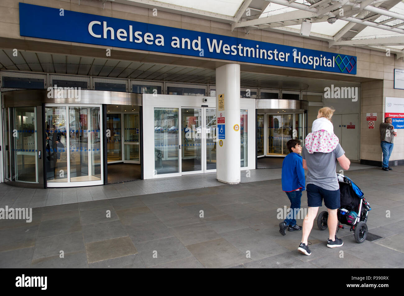 General view of the entrance of the Chelsea and Westminster Hospital.  The Home Office has released the medicinal cannabis oil it confiscated from Billy Caldwell's family, who had been using it to treat his severe epilepsy. The government backdown came shortly after the 12-year-old's mother, Charlotte, said she was confident the Home Office would grant a special licence so her son could be treated with the anti-epileptic cannabis medicine. Stock Photo
