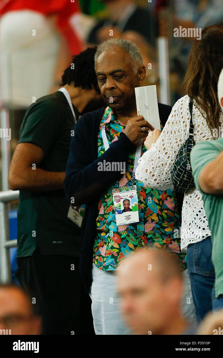 Rostov, Russia. 17th June, 2018. BRAZIL VS SWITZERLAND - Singer/songwriter Gilberto Gil is seen in the stands during a match between Brazil and Switzerland valid for the first round of group E of the 2018 World Cup, held at the Rostov Arena in Rostov on Don, Russia. (Photo: Marcelo Machado de Melo/Fotoarena) Credit: Foto Arena LTDA/Alamy Live News Stock Photo