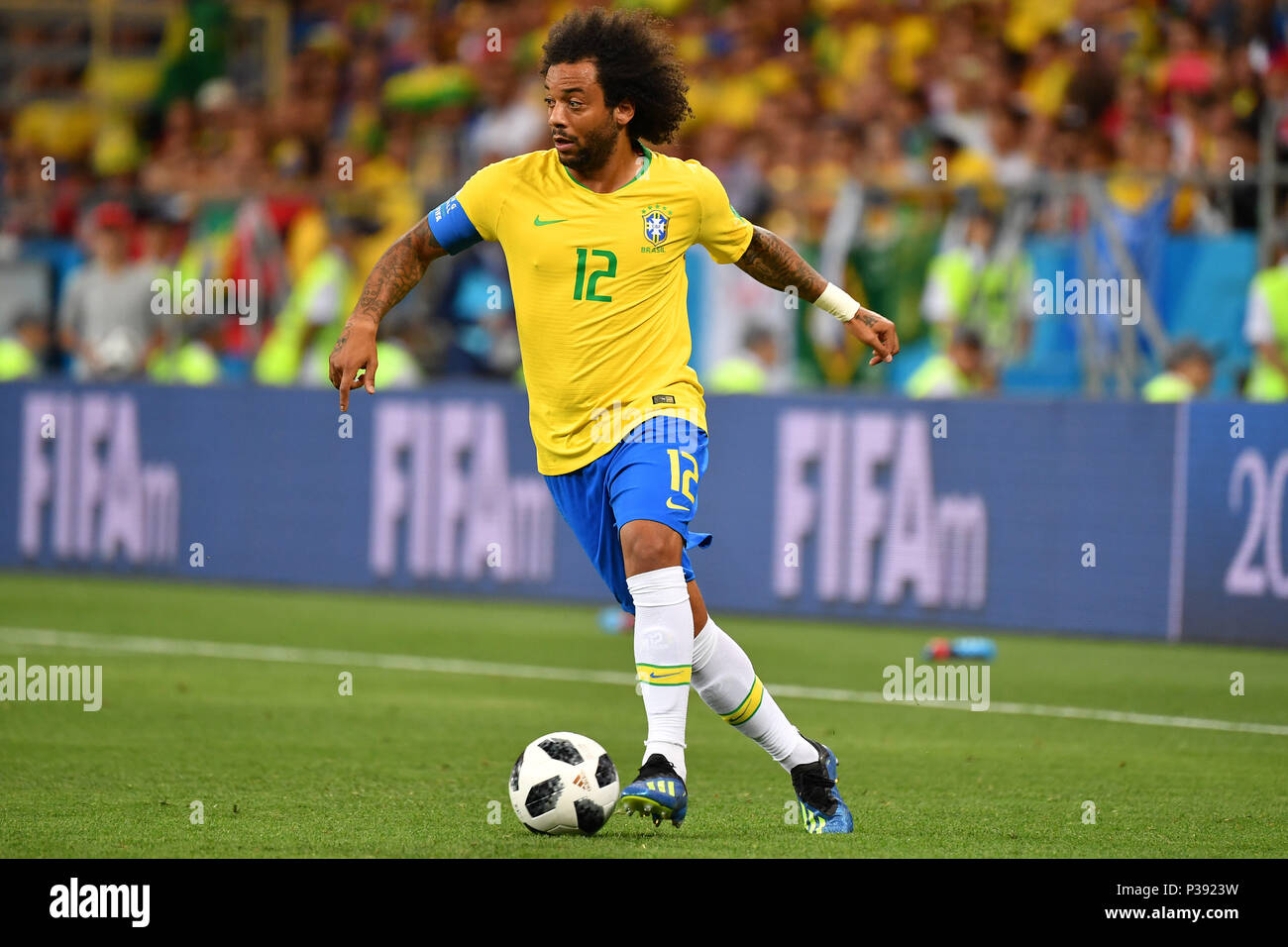 MARCELO (BRA), Action, Single Action, Frame, Cut Out, Full Body, Whole  Figure. Brazil (BRA) -Switzerland (SUI) 1-1, Preliminary Round, Group E,  match 09, on 17.06.2018 in Rostov-on-Don, Rostov Arena. Football World Cup