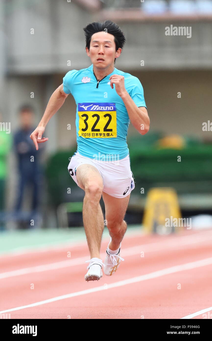 Shonan BMW Stadium Hiratsuka, Kanagawa, Japan. 16th June, 2018. Akihiro Higashida (), JUNE 16, 2018 - Athletics : 2018 Japan University Athletics Championship, Men's 100m Heat at Shonan BMW Stadium Hiratsuka, Kanagawa, Japan. Credit: Naoki Nishimura/AFLO SPORT/Alamy Live News Stock Photo