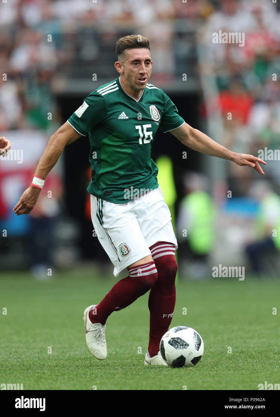 Hector Herrera MEXICO GERMANY V MEXICO, 2018 FIFA WORLD CUP RUSSIA 17 June 2018 GBC8321 Germany v Mexico 2018 FIFA World Cup Russia STRICTLY EDITORIAL USE ONLY. If The Player/Players Depicted In This Image Is/Are Playing For An English Club Or The England National Team. Then This Image May Only Be Used For Editorial Purposes. No Commercial Use. The Following Usages Are Also Restricted EVEN IF IN AN EDITORIAL CONTEXT: Use in conjuction with, or part of, any unauthorized audio, video, data, fixture lists, club/league logos, Betting, Games or any 'live' services. Also Restri Stock Photo