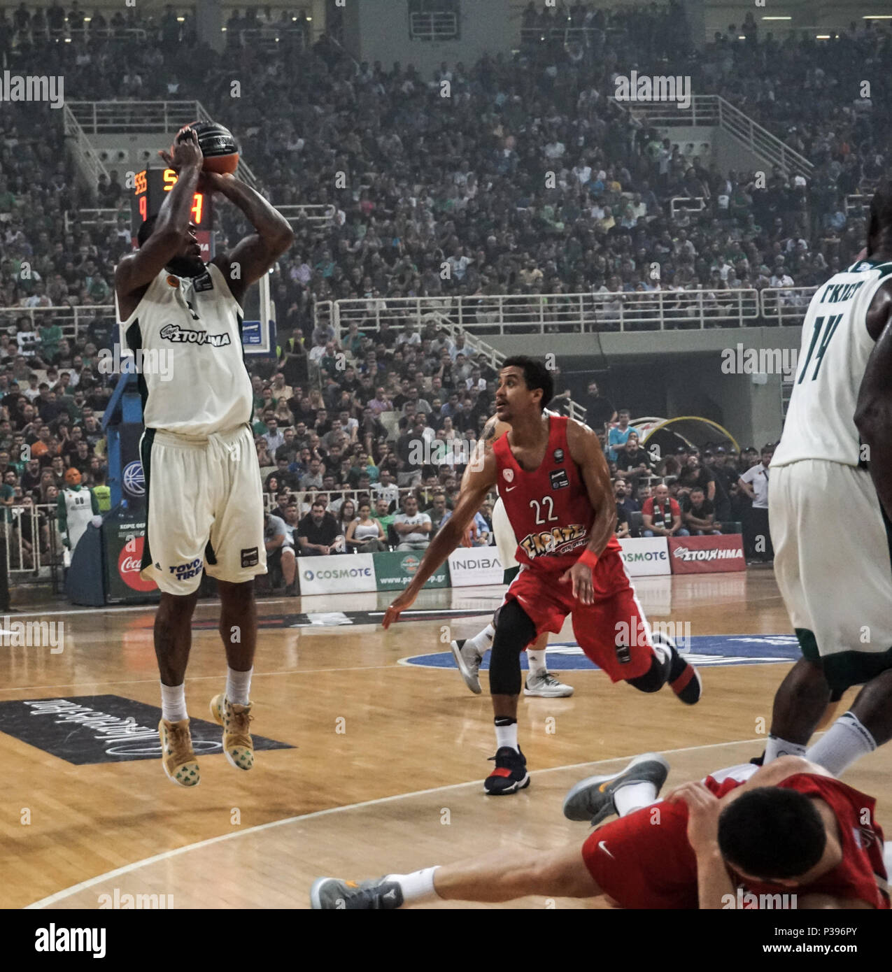 K. C. Rivers (L) of Panathinaikos superfoods during the Greek Basketball  League Final Game between Panathinaikos and Olympiacos BC. (Final score  84-70 Stock Photo - Alamy