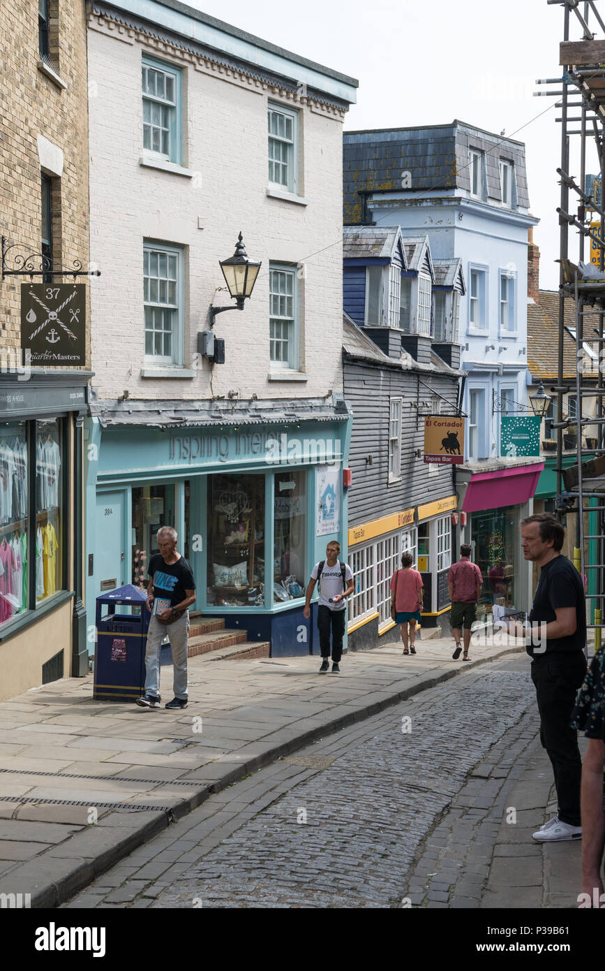 View of the Old High Street; the creative quarter in Folkestone Kent, England, UK Stock Photo