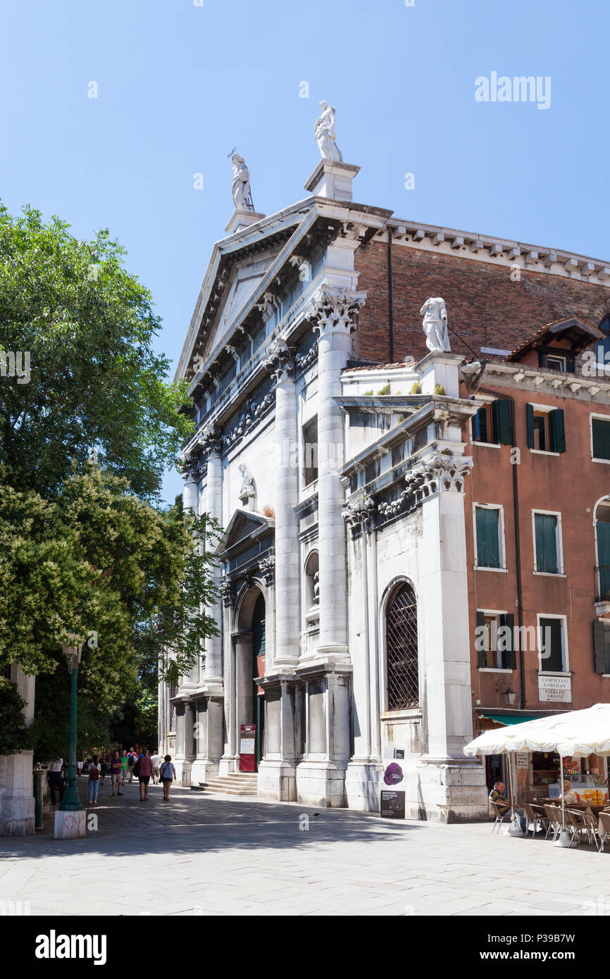 Front facade and entrance of the Chiesa church di San Vidal San