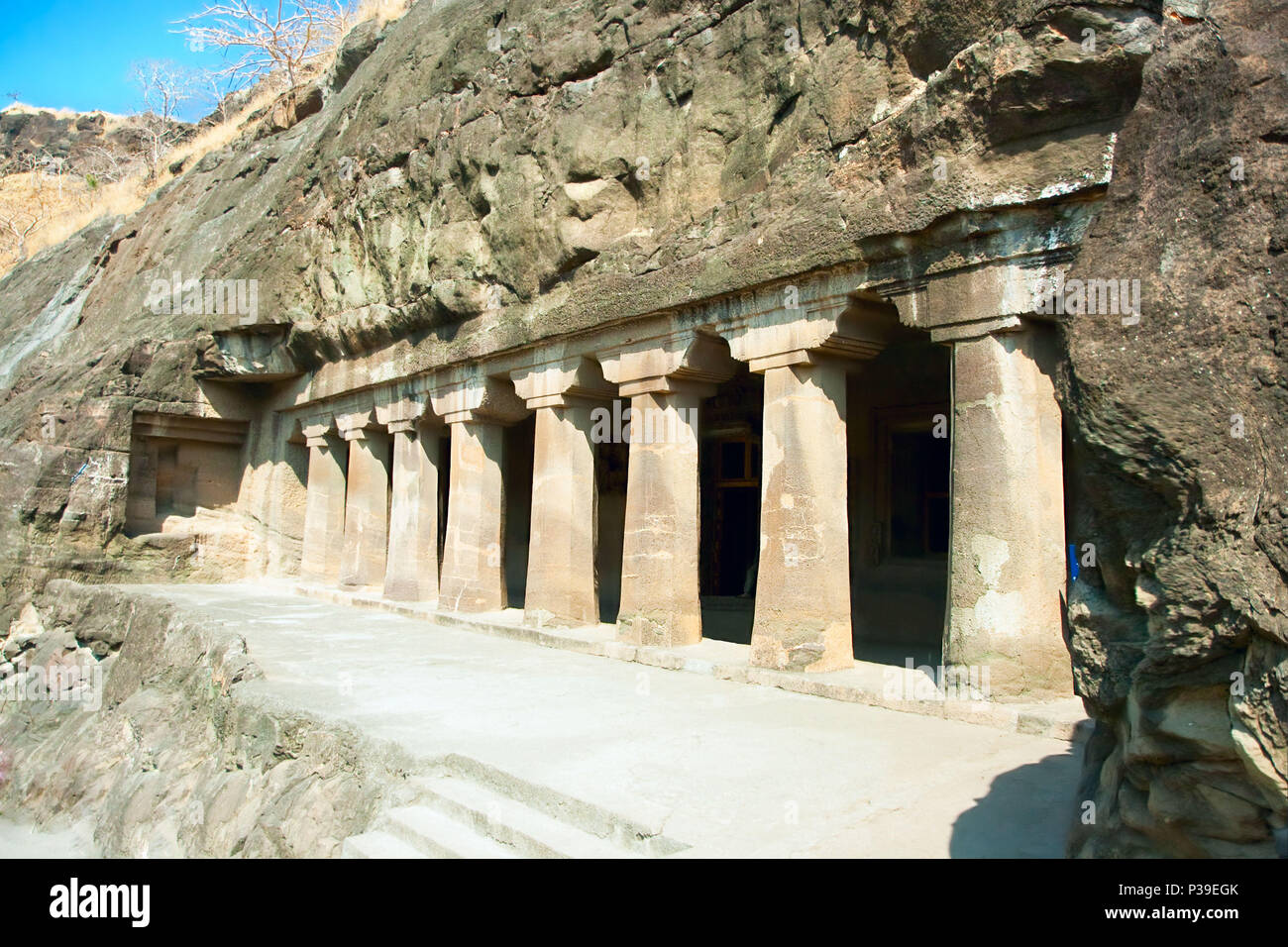 Ancient Buddhist Rock temples at Ajanta , Maharashtra, India Stock ...