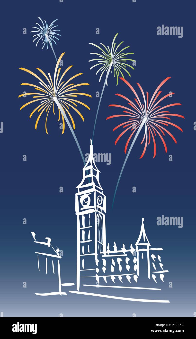 vector illustration for a proposed new year's day in London Stock Vector