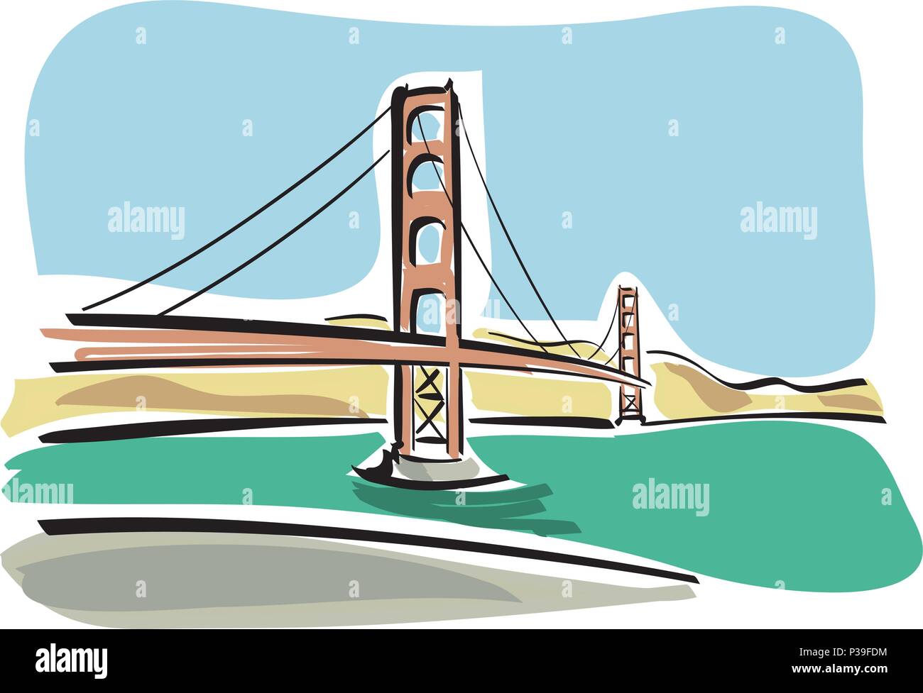 vector illustration of the Golden Gate in San Francisco Stock Vector