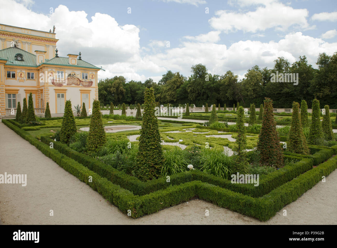 royal gardens in palace park, Wilanow, Warsaw, Poland Stock Photo