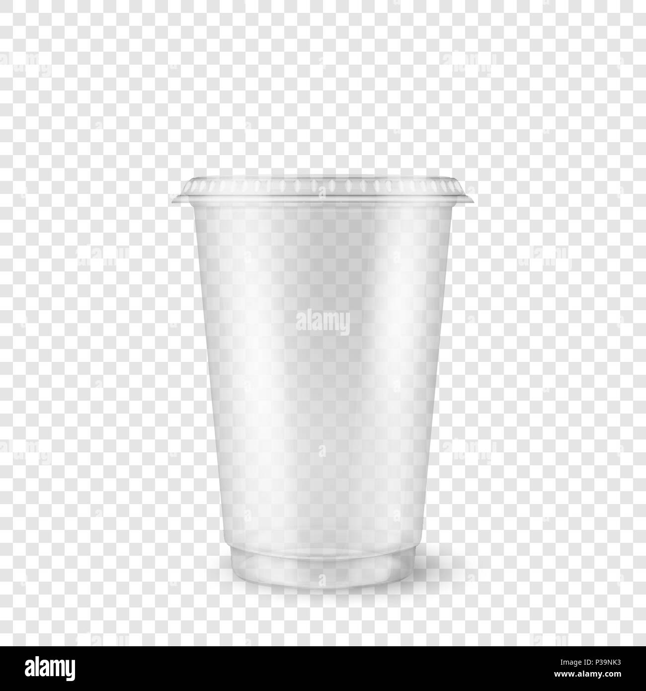 Download Vector realistic 3d empty clear plastic disposable cup closeup isolated on transparency grid ...