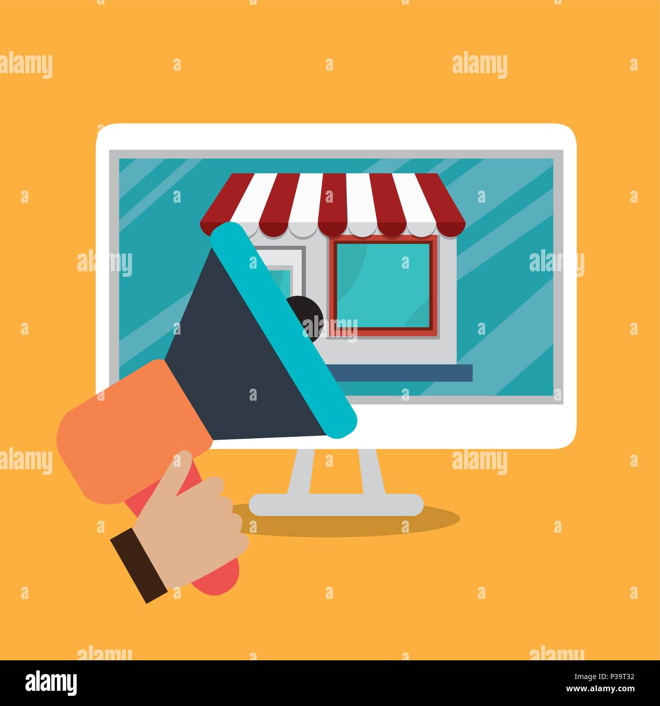 monitor computer with electronic commerce icons vector illustration ...