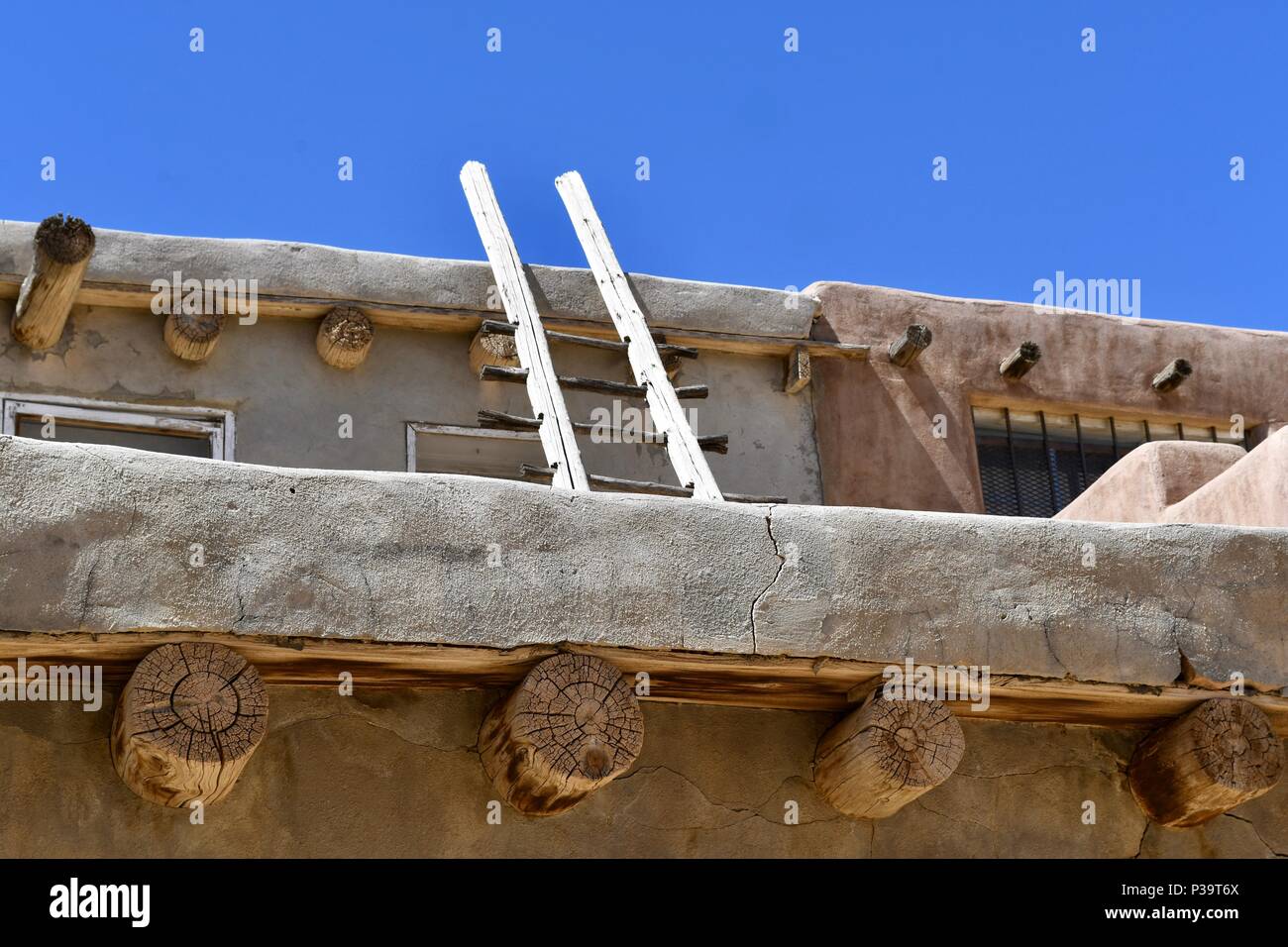 Acoma building with outside ladder Stock Photo