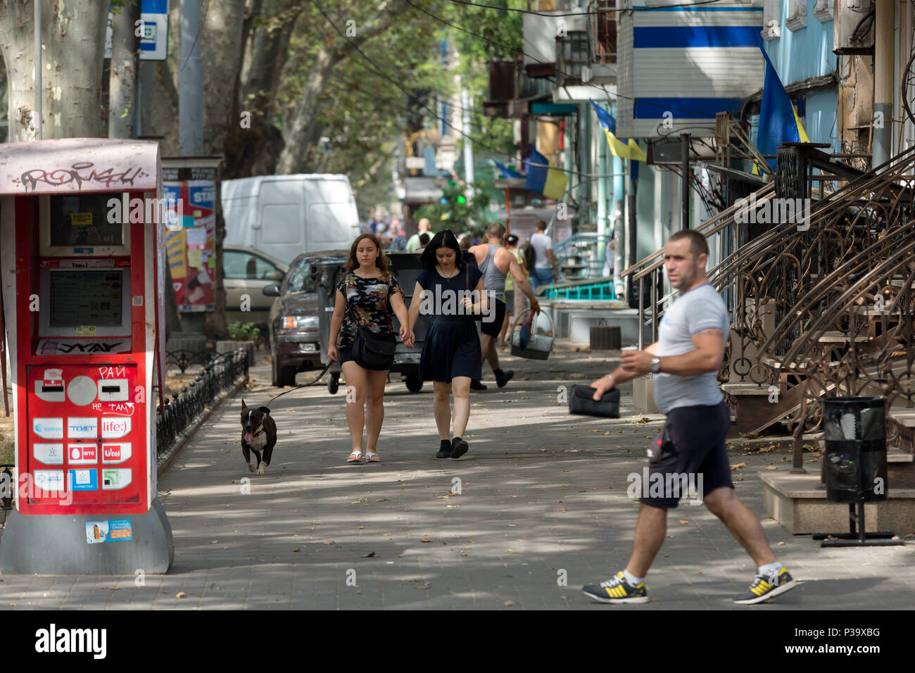 Odessa, Ukraine, passers-by in the city center Stock Photo