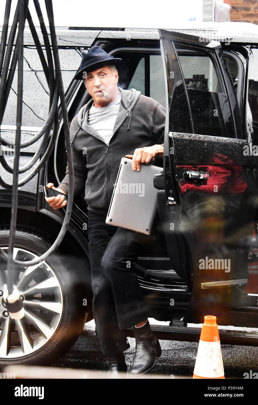Sylvester Stallone on Creed 2 Set at Victor's Cafe, known as Adrian's