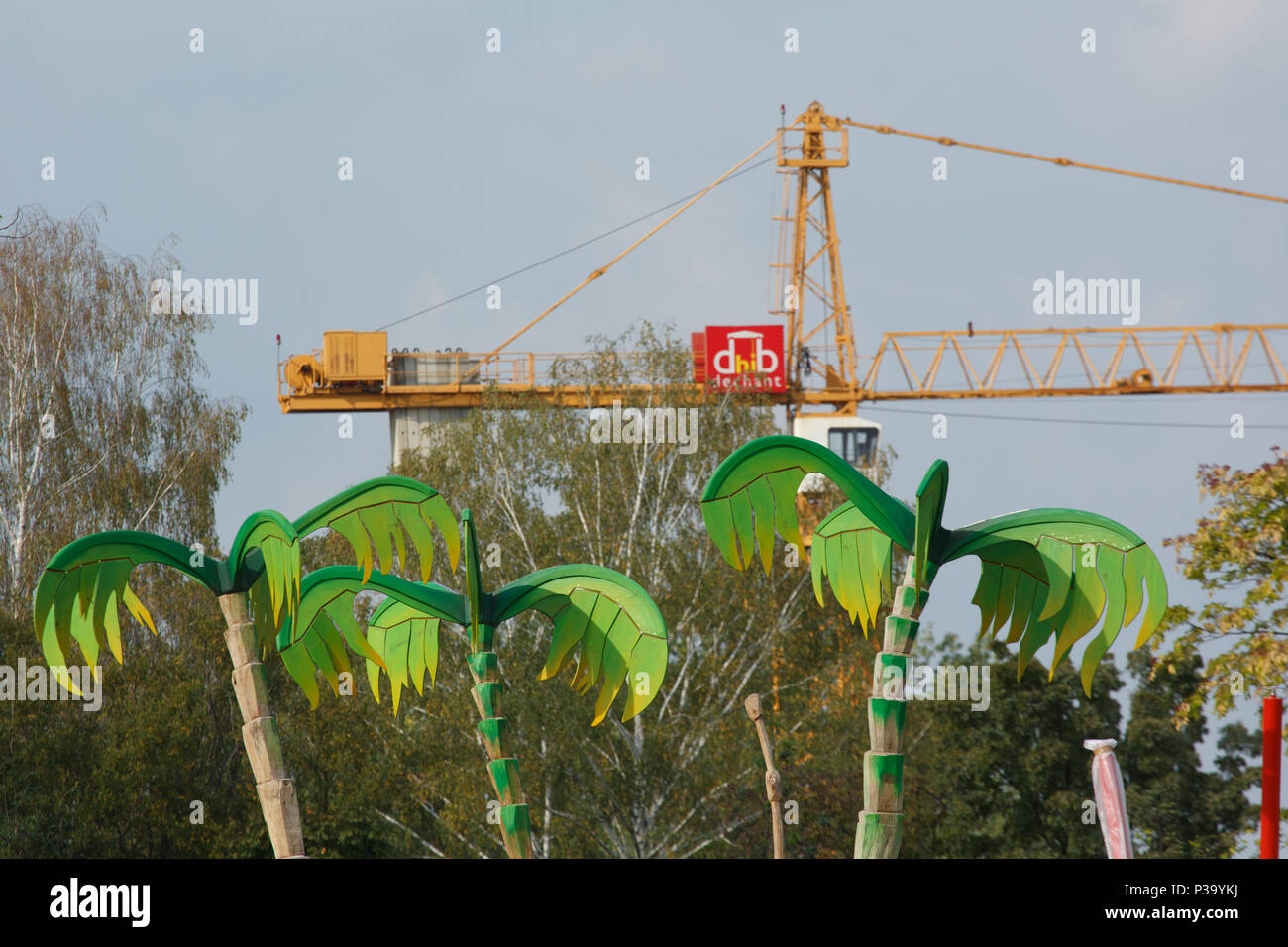Berlin, Germany, construction crane in the recreation park Marzahn Stock Photo