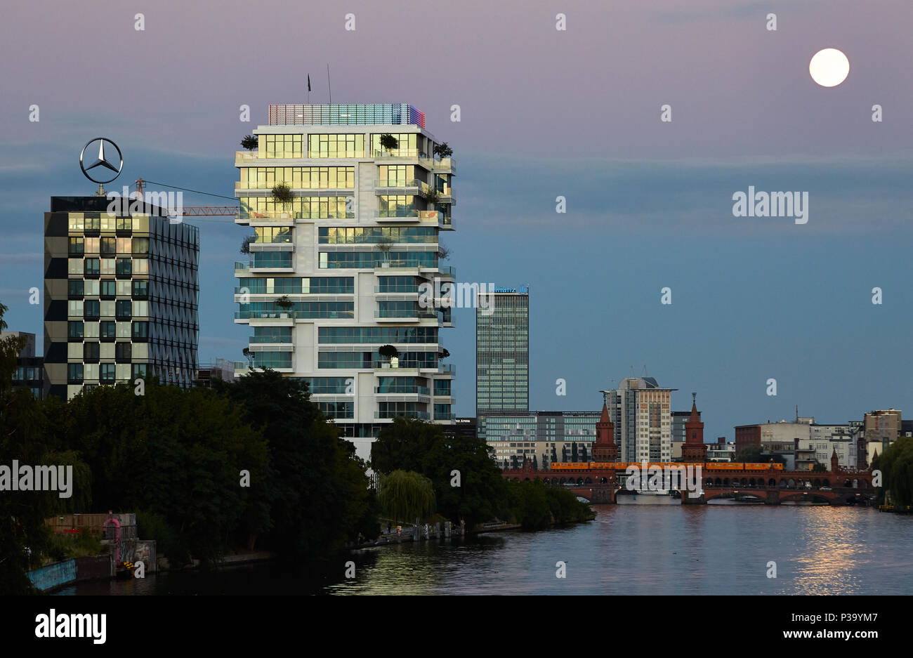 Berlin, Germany, evening view along the river Spree Stock Photo