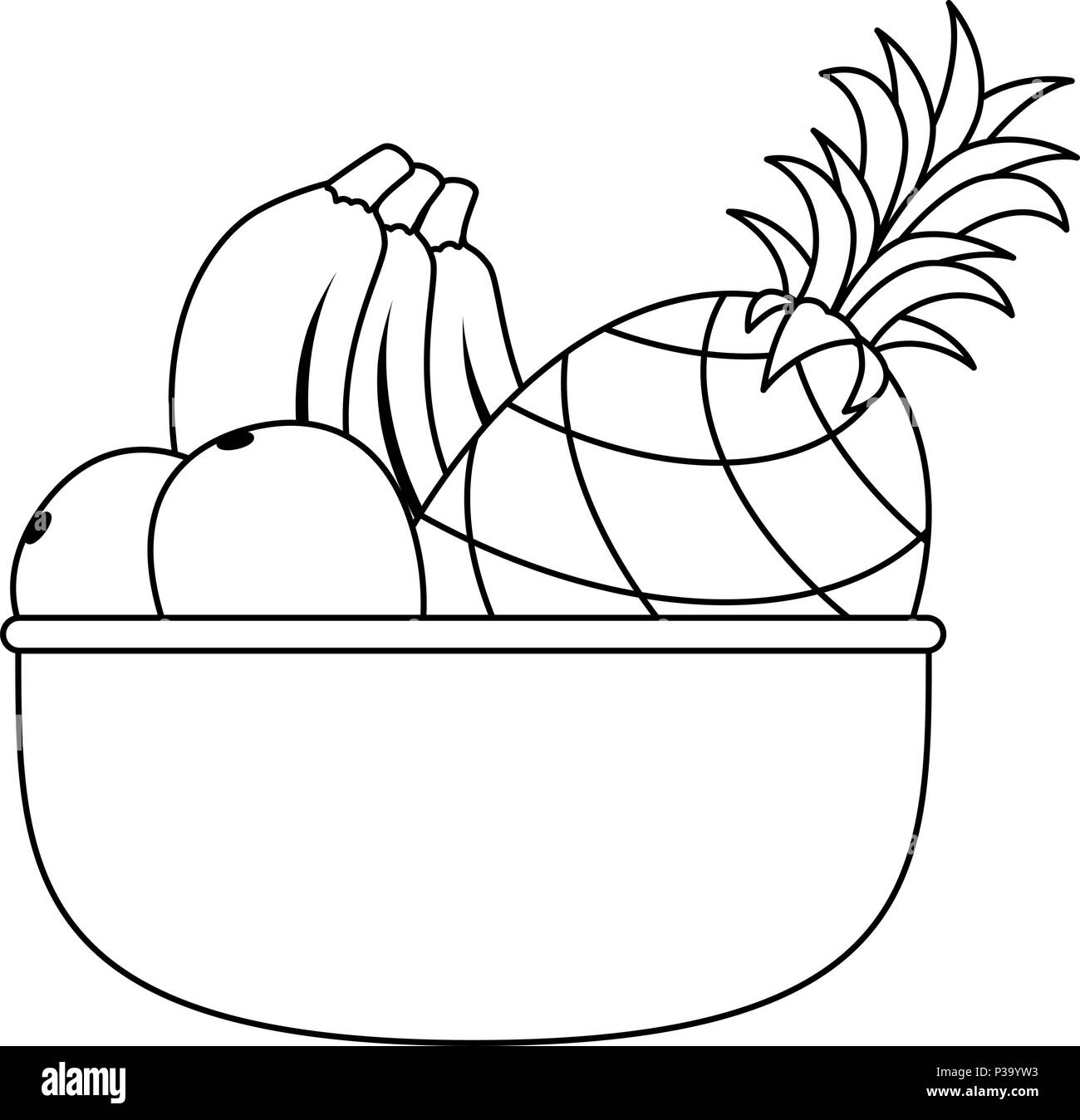 bowl with fresh fruits healthy food vector illustration design Stock ...