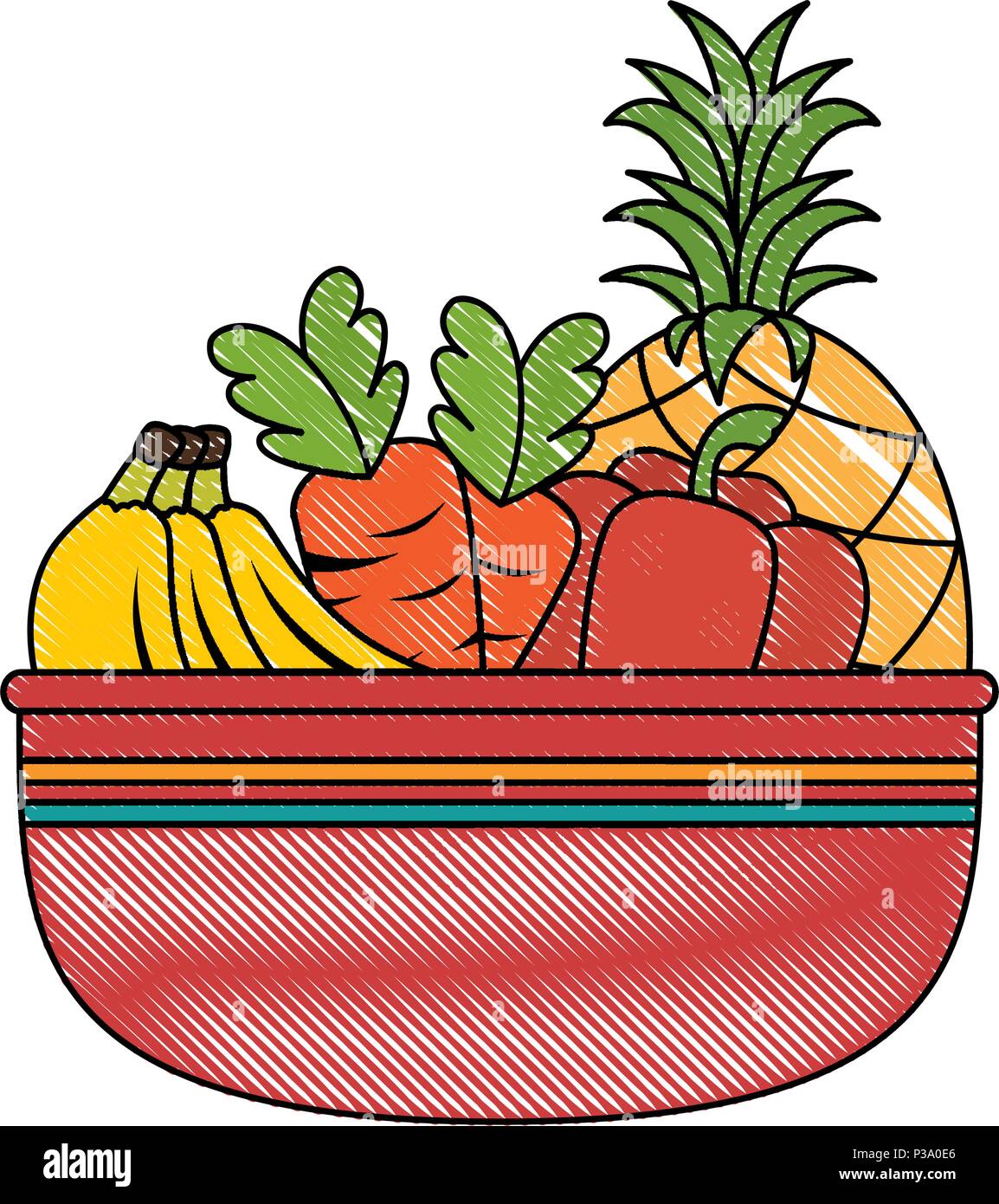 bowl with fresh fruits and vegetables Stock Vector Image & Art - Alamy