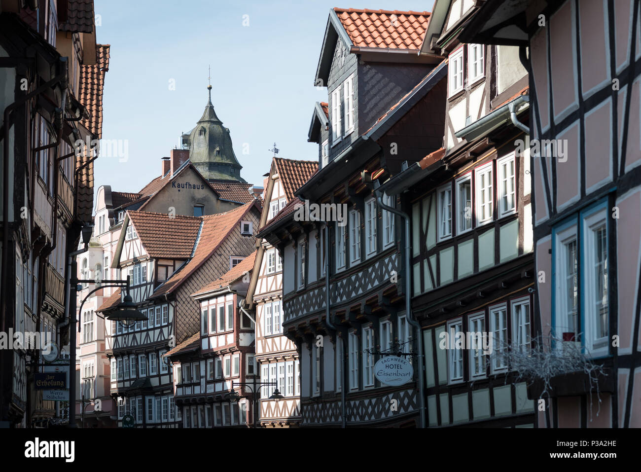 Hann. Muenden, Germany, half-timbered houses in the old town Stock Photo