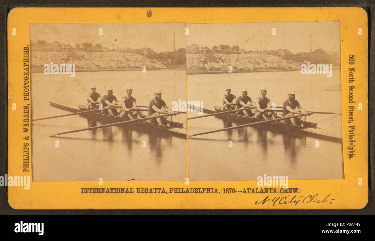 159 International regatta, Philadelphia, 1876. Atalanta crew (New York city club), by Phillips &amp; Warren Stock Photo