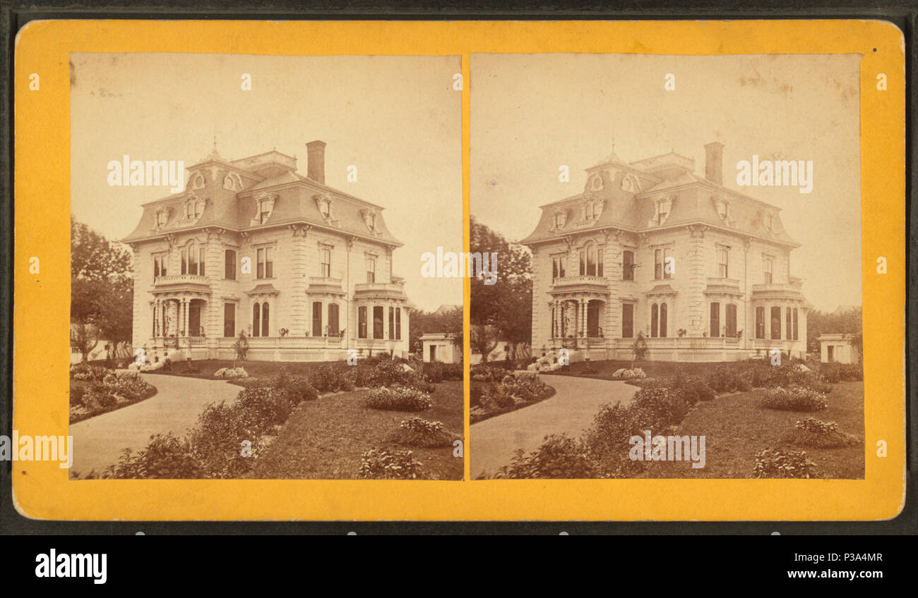 160 J..L. Nye's House, Plattesville, Wisconsin, from Robert N. Dennis collection of stereoscopic views Stock Photo