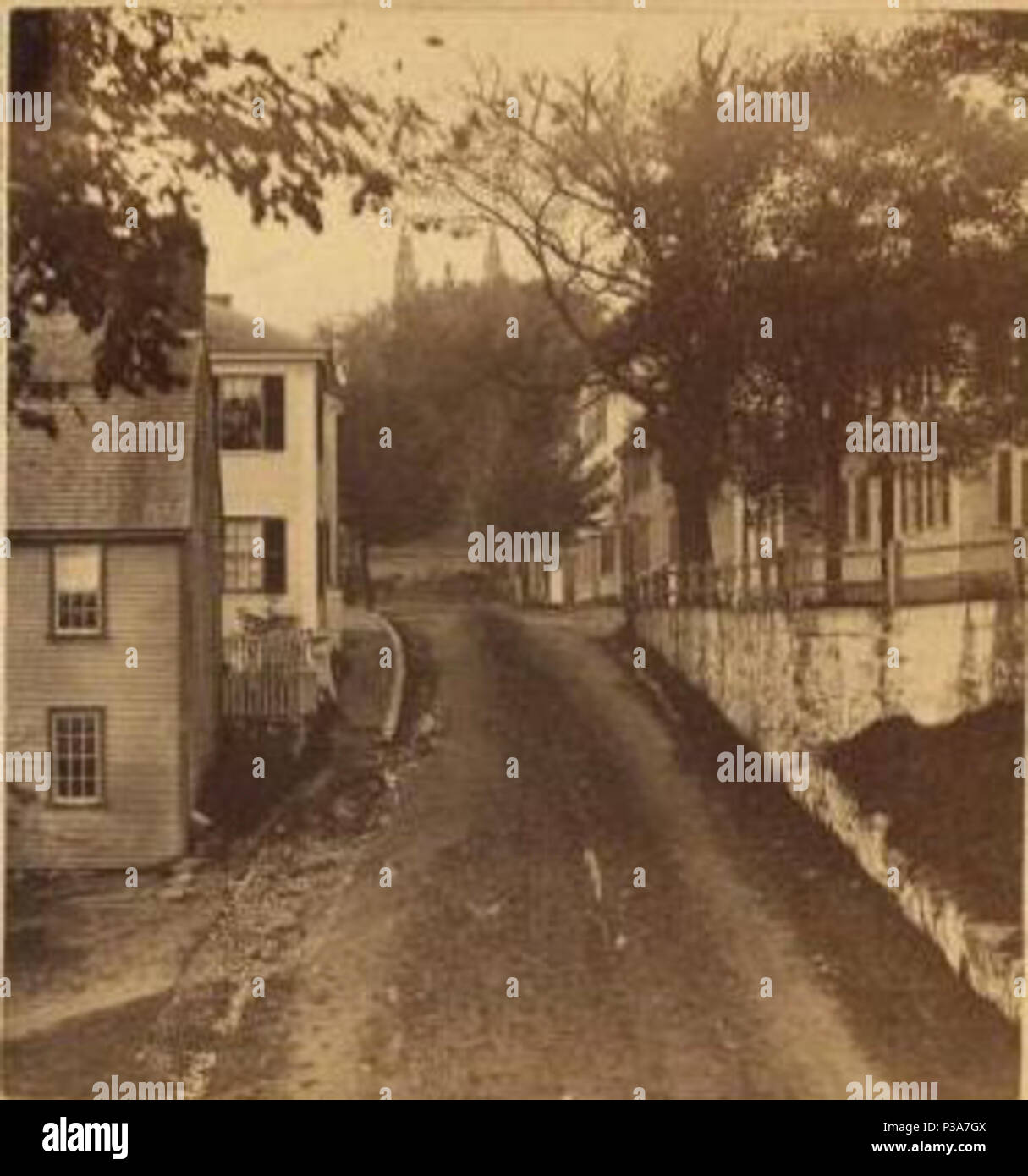 . Leyden Street--first street laid out by the Pilgrims. Alternate Title: Plymouth series.  Coverage: 1865?-1905?. Source Imprint: 1865?-1905?. Digital item published 9-15-2005; updated 2-12-2009. 168 Leyden Street--first street laid out by the Pilgrims, by C. H. Rogers Stock Photo