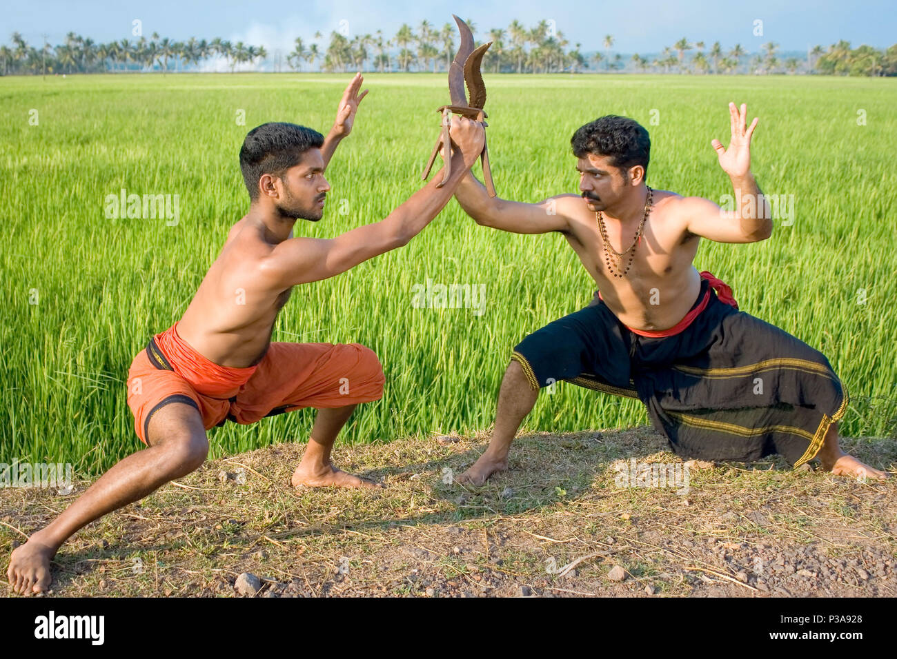 Kalarippayat, indian ancient martial art of Kerala Stock Photo