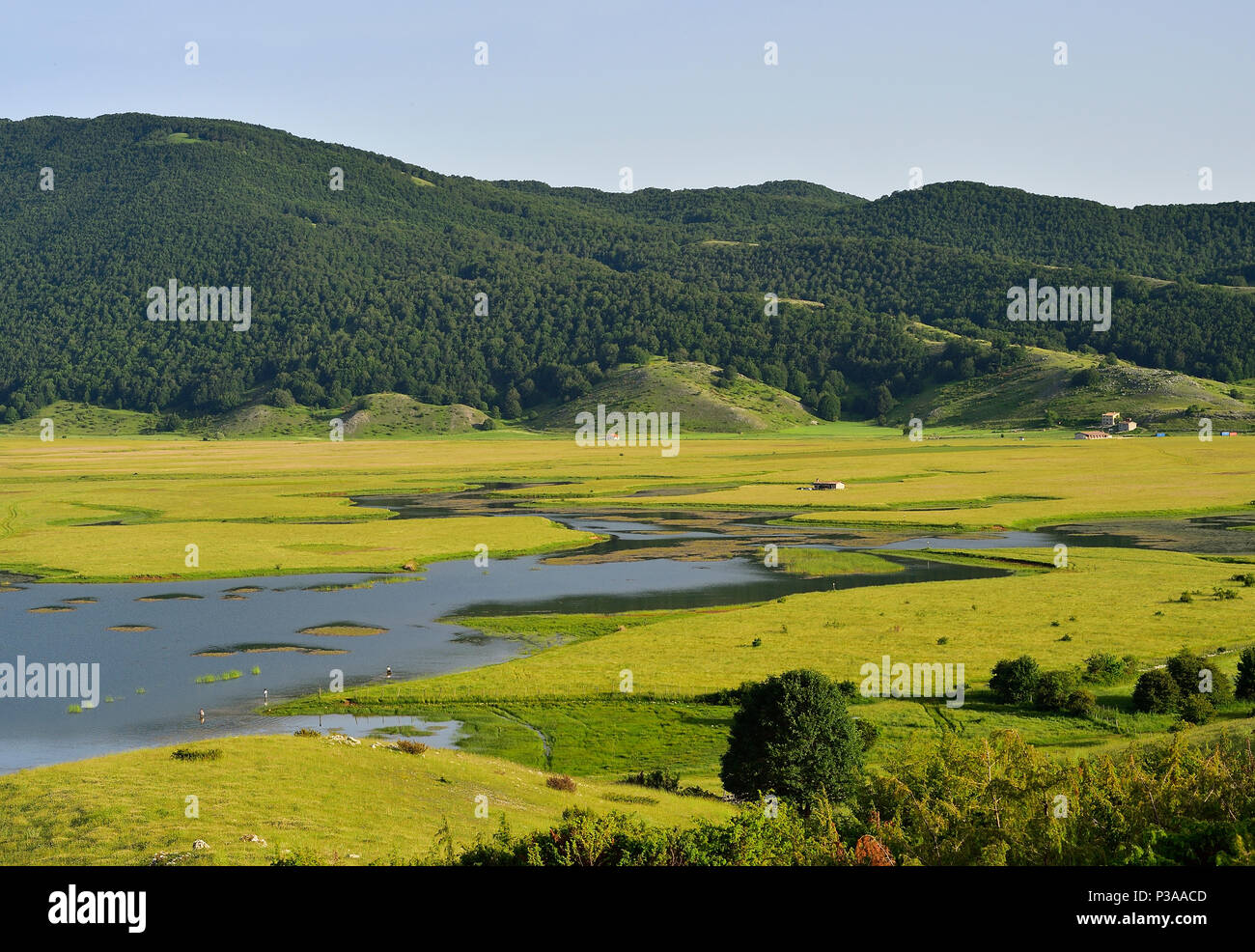 Rascino Lake, Plateau Rascino, Rieti, Lazio, Italy Stock Photo