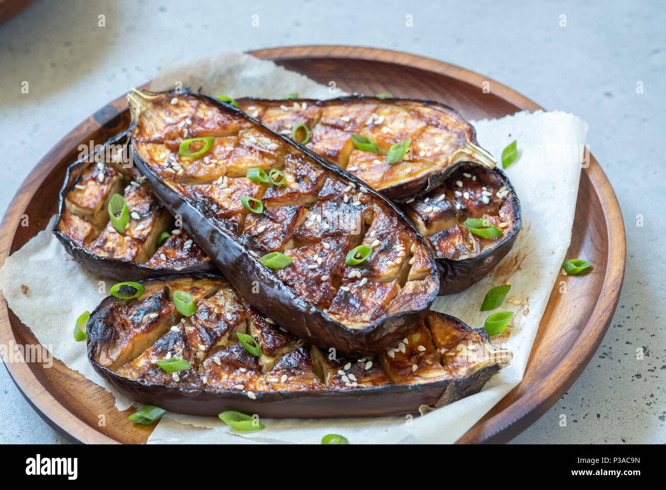 Grilled eggplant with Miso Glaze,nasu dengaku Stock Photo Alamy