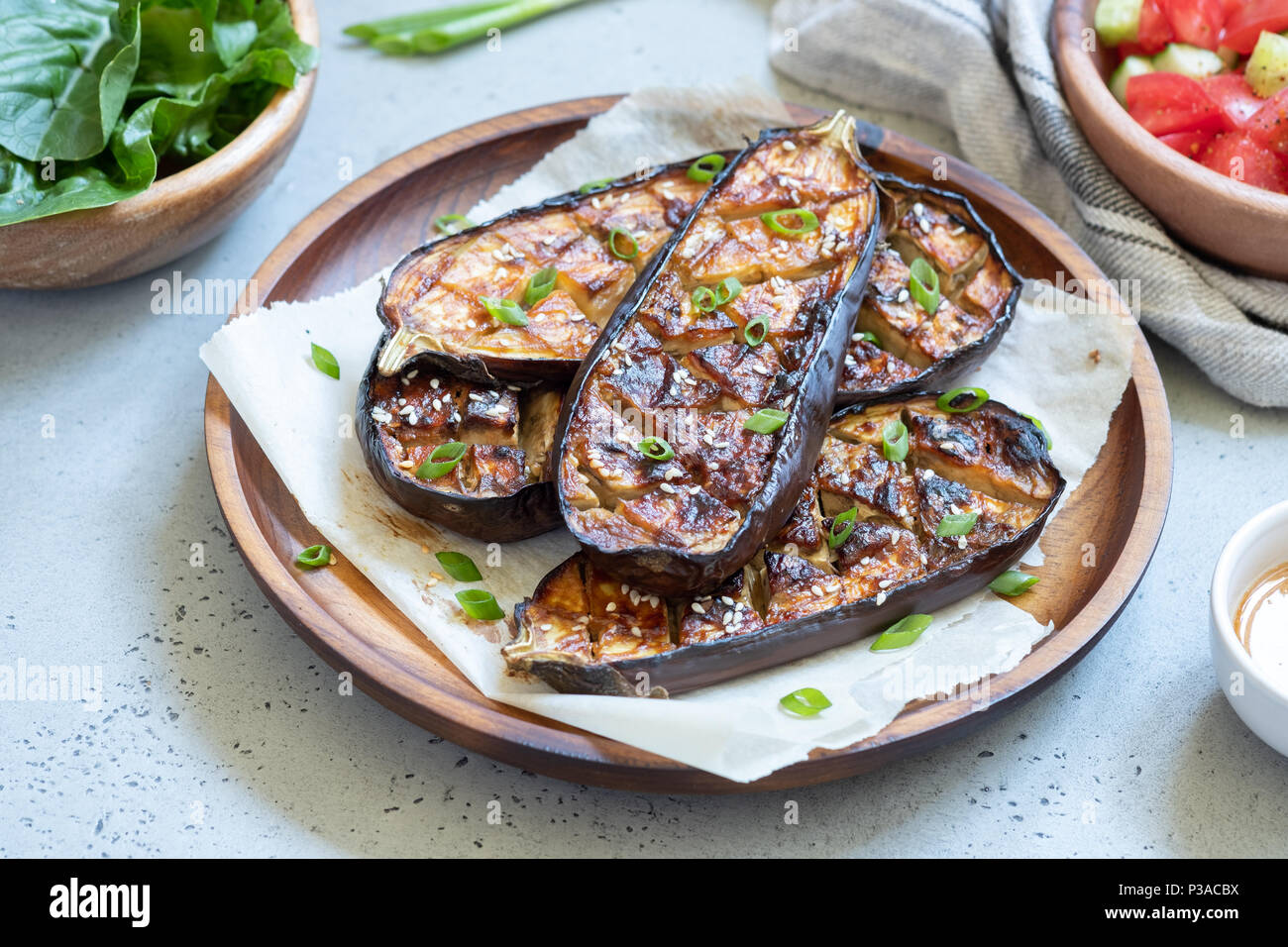 Grilled eggplant with Miso Glaze,nasu dengaku Stock Photo Alamy