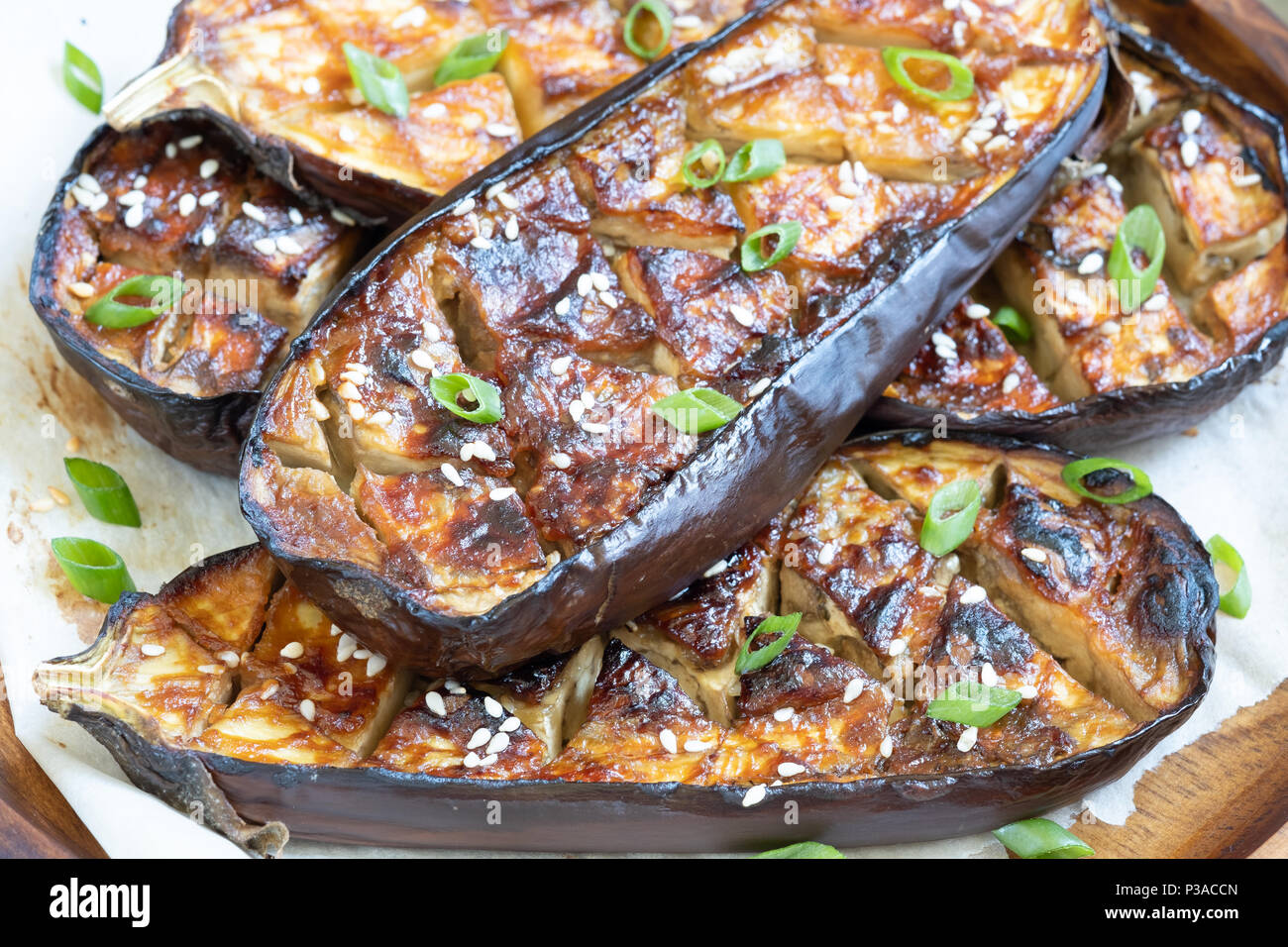 Grilled eggplant with Miso Glaze,nasu dengaku Stock Photo Alamy