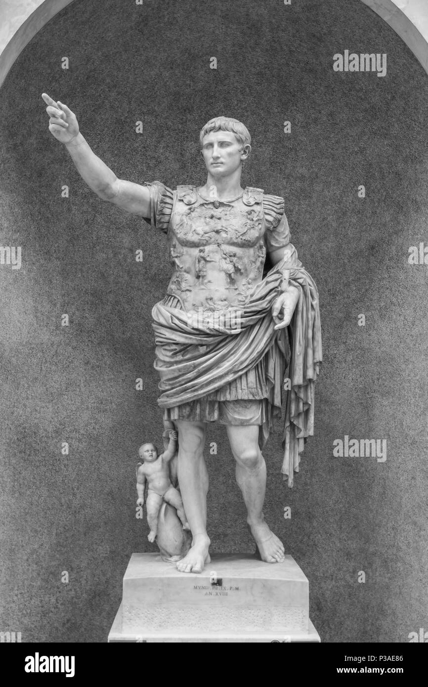 Statue of Augustus Caesar in museum halls of Vatican museum, Rome, Italy Stock Photo
