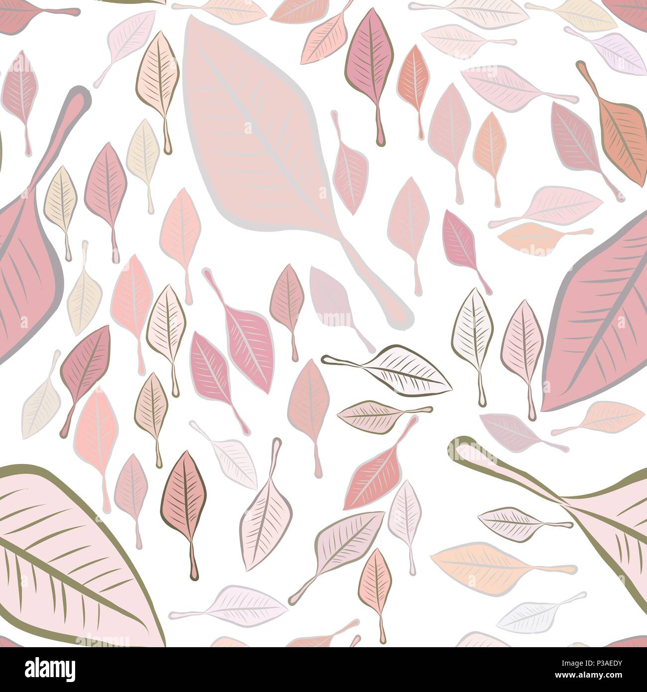 Seamless abstract leaves illustrations background. Cartoon style vector ...