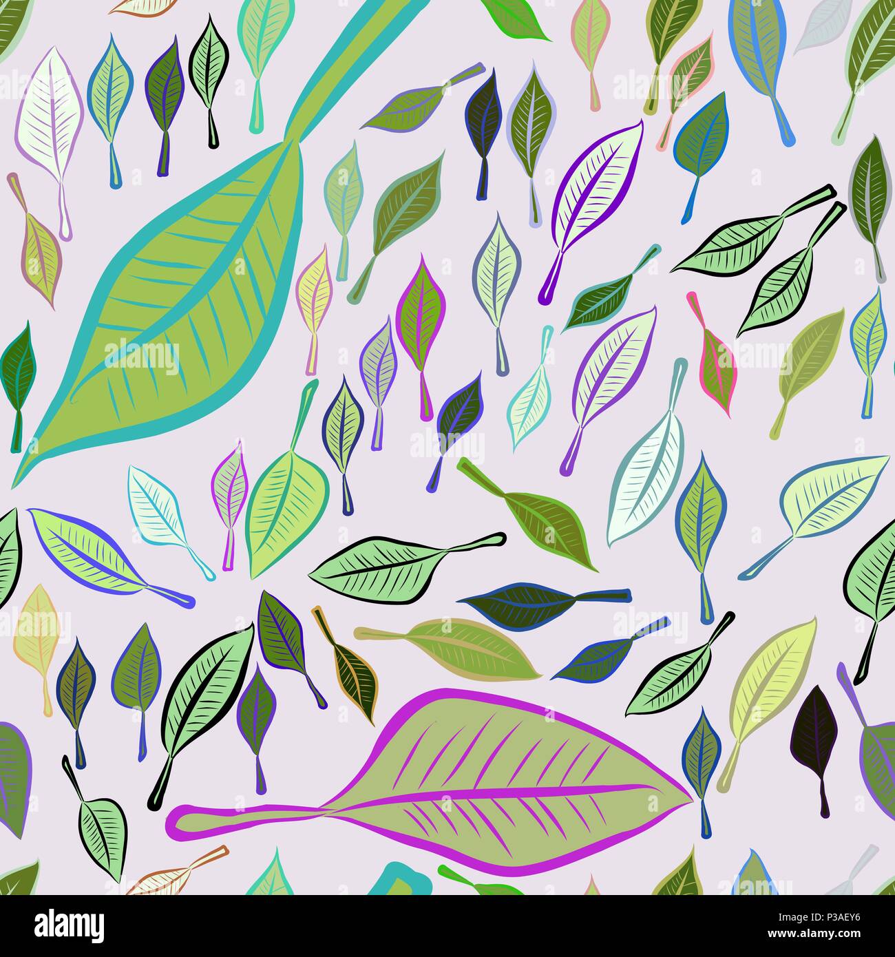 Seamless abstract leaves illustrations background. Cartoon style vector ...