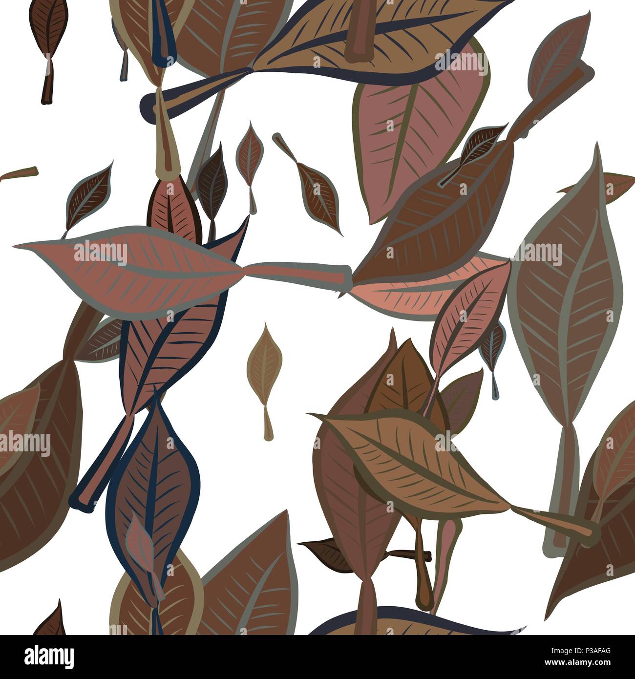 Seamless abstract leaves illustrations background. Cartoon style vector ...