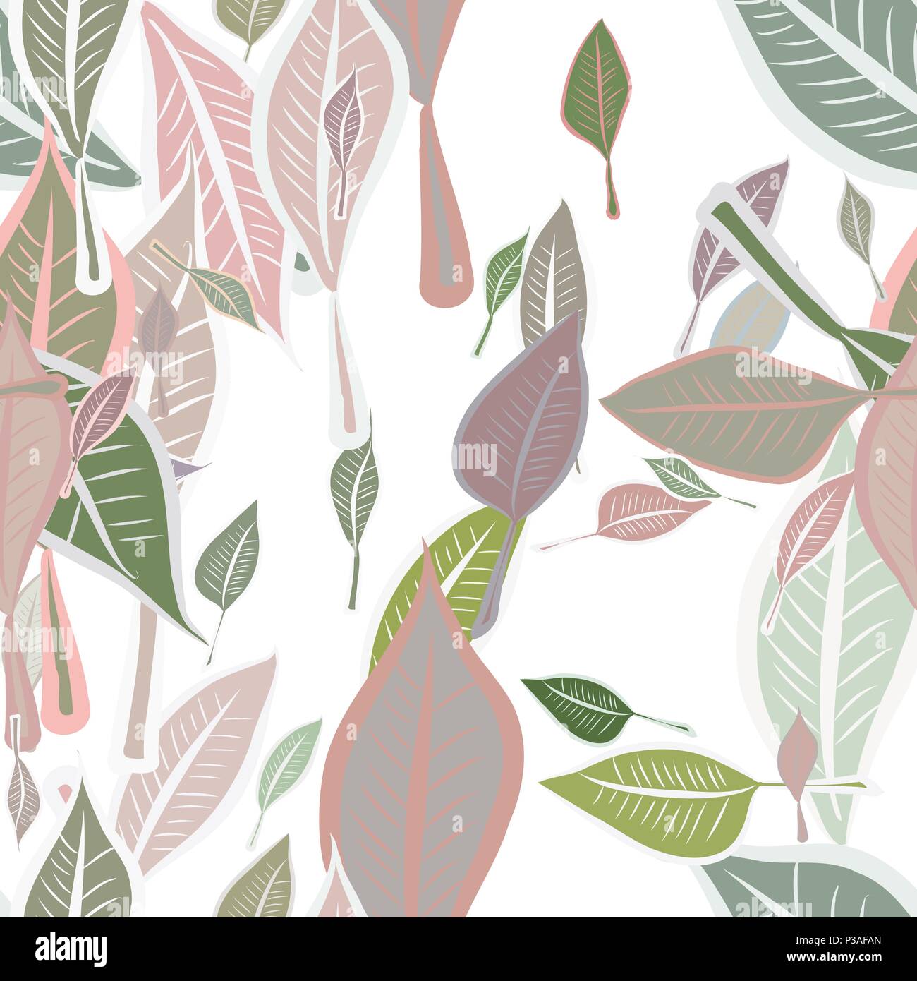 Seamless abstract leaves illustrations background. Cartoon style vector ...